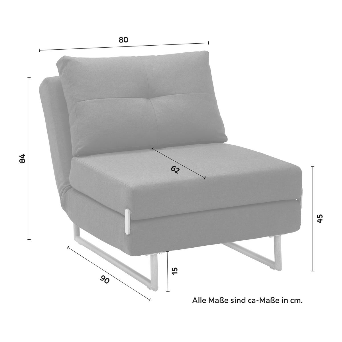 Schlafsessel dunkelgrau, "Malic" - Dunkelgrau/Eichefarben, Modern, Textil/Metall (80/84/90cm) - Bessagi Home