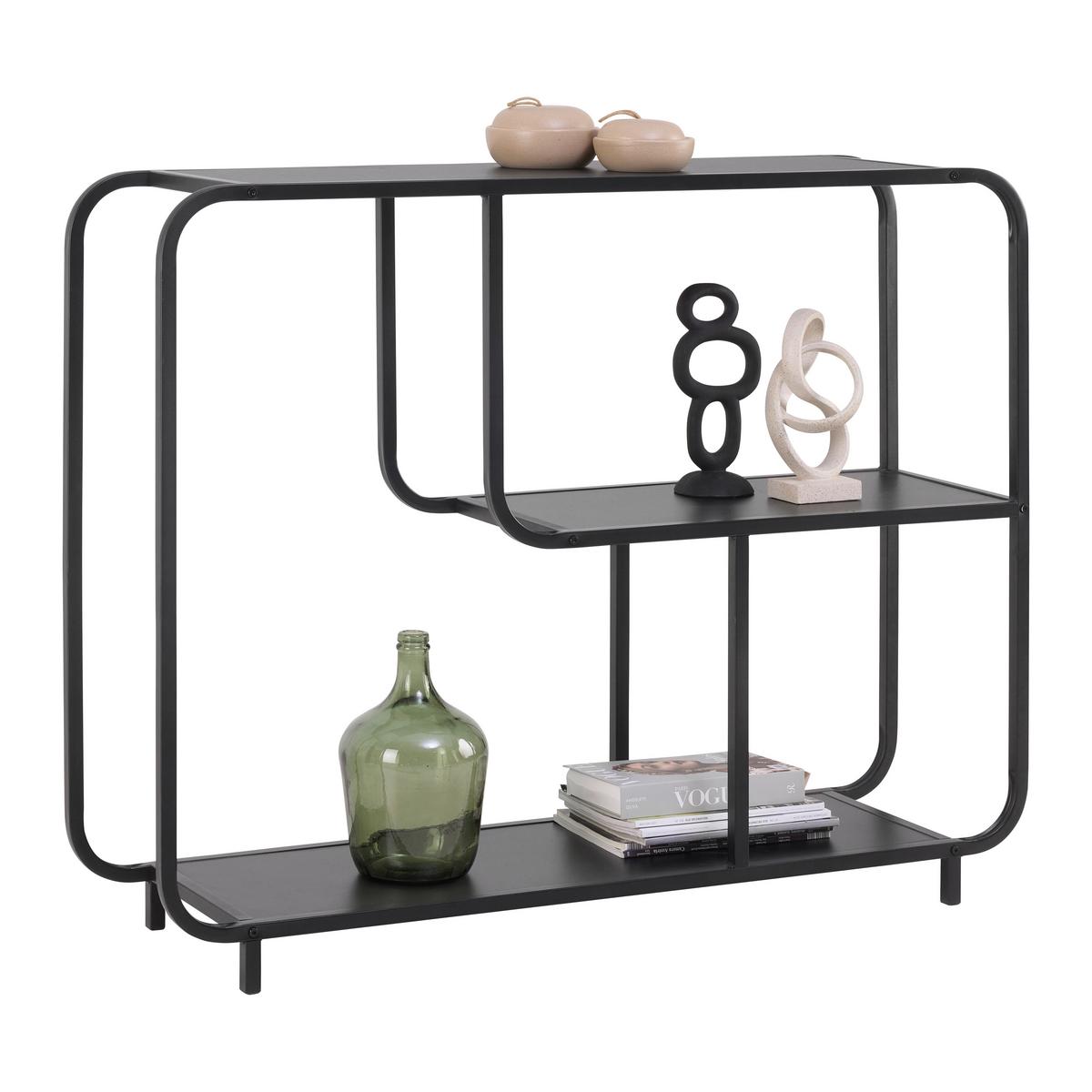 Etajeră BEND - negru, Modern, metal/material pe bază de lemn (120/95/33cm) - Modern Living