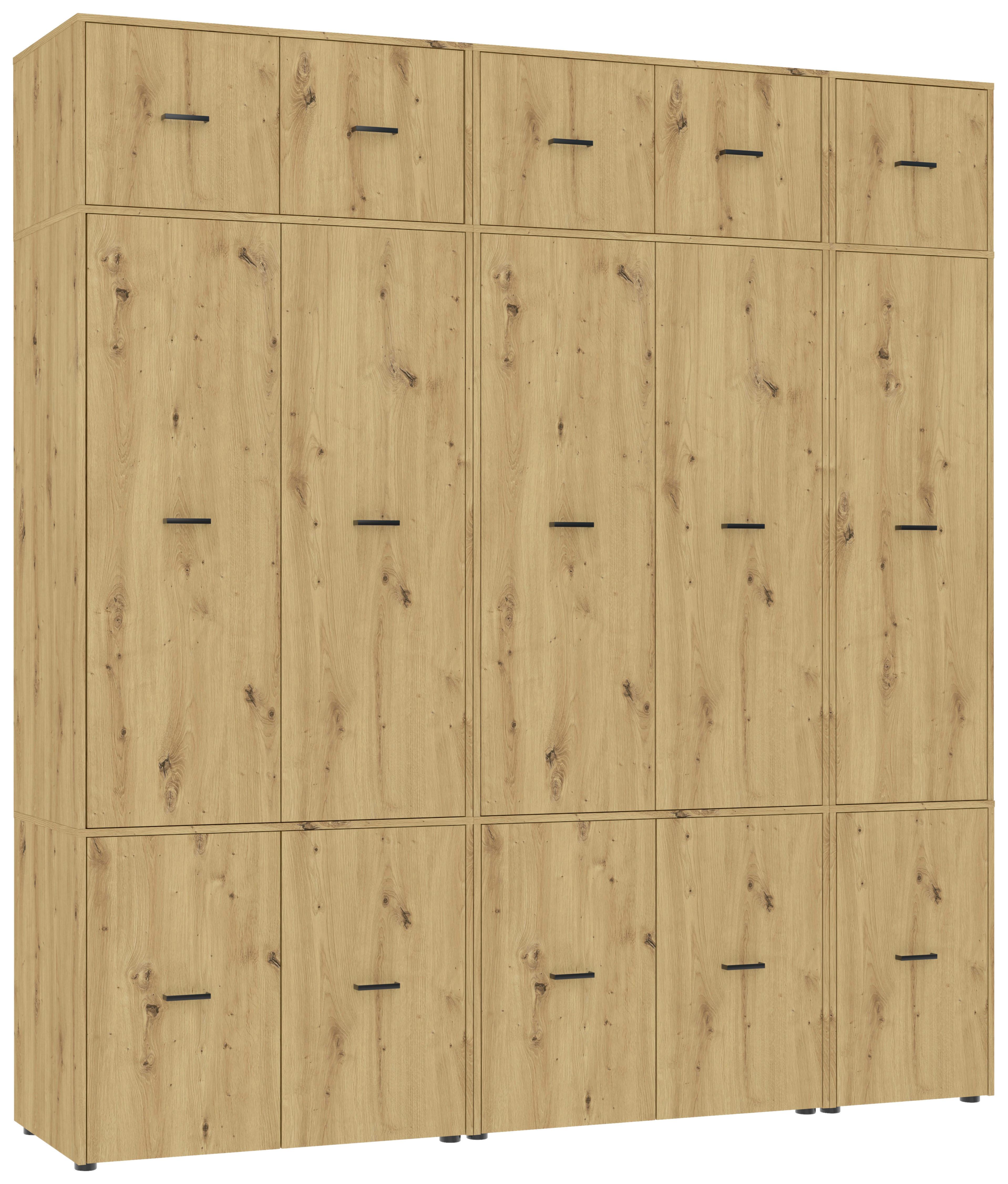 Kleiderschrank Kivo Eiche Artisan - Schwarz/Eiche Artisan, Basics, Holzwerkstoff/Kunststoff (225/239,40/52,1cm) - Based