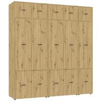 Kleiderschrank Kivo Eiche Artisan - Schwarz/Eiche Artisan, Basics, Holzwerkstoff/Kunststoff (225/239,40/52,1cm) - Based