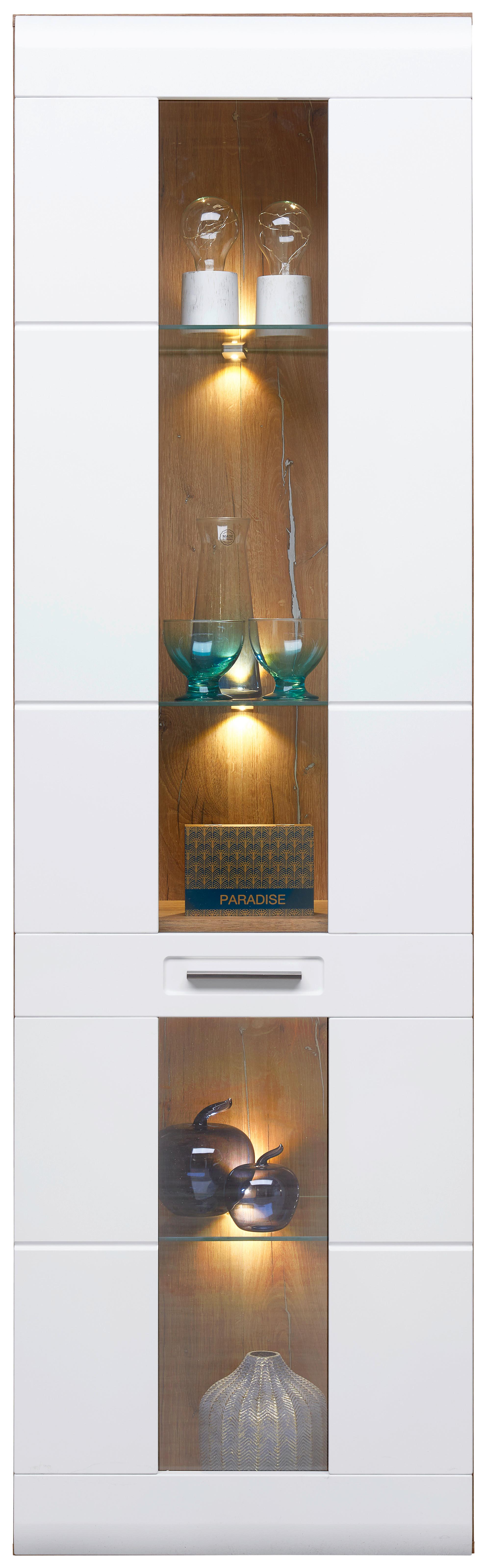Vitrina Auris - bijela, Moderno, staklo/drvni materijal (60/204,2/37,1cm) - Modern Living