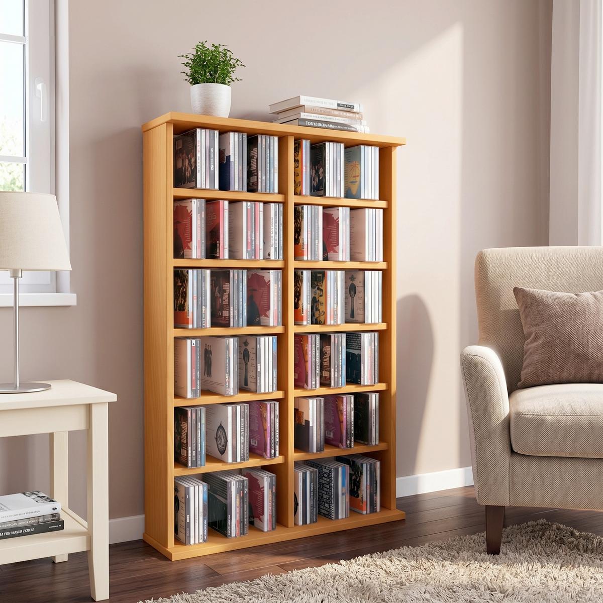 CD-Regal Ronul in Buchefarbe, B: 60 cm - Buchefarben, KONVENTIONELL, Holzwerkstoff (60/91,5/18cm) - MID.YOU