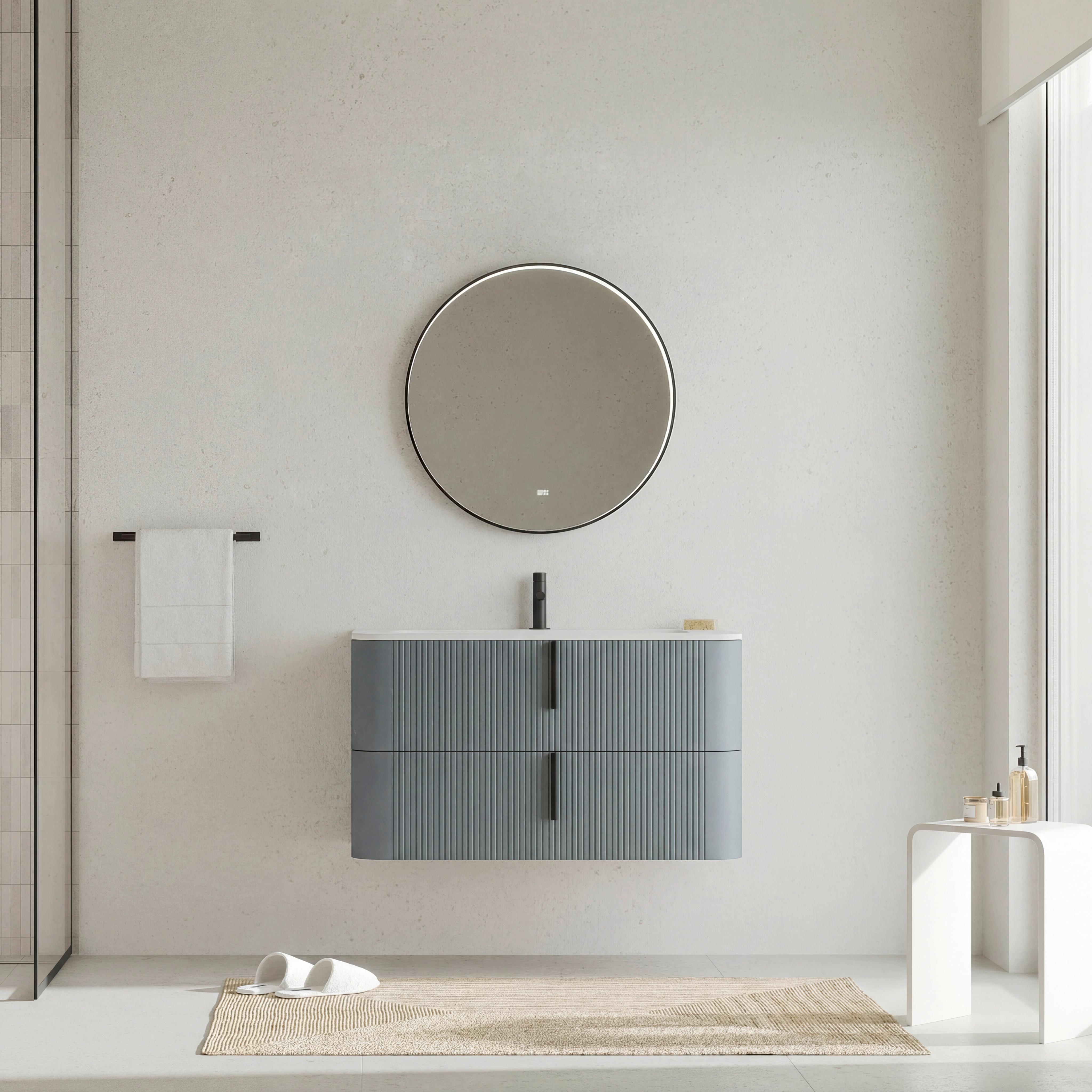Bază pentru lavoar Lyra - gri lavă/antracit, Modern, material pe bază de lemn (101/51/46cm)