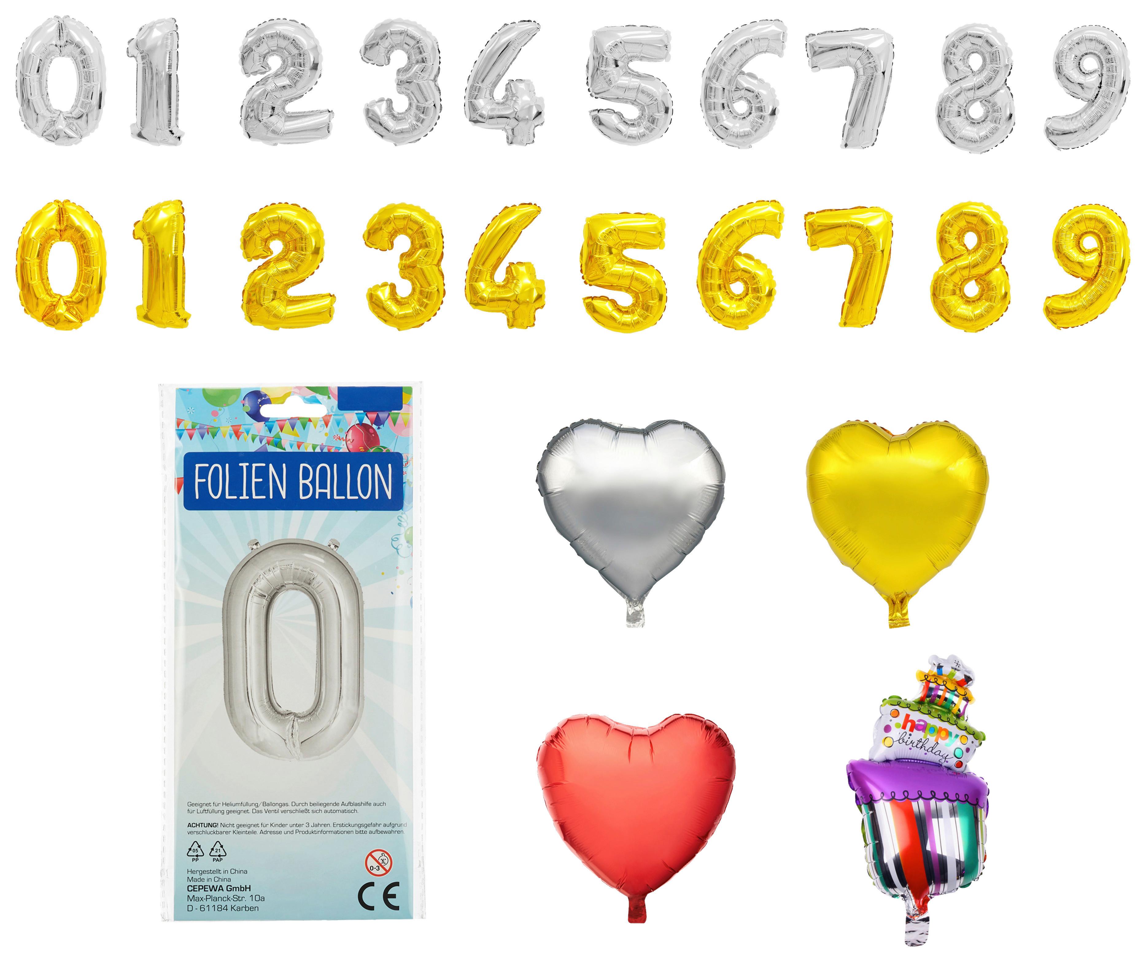 Luftballon Jery Gold/Silberfarben/Rot - Gelb/Rot, Basics, Kunststoff (45/45/45cm)