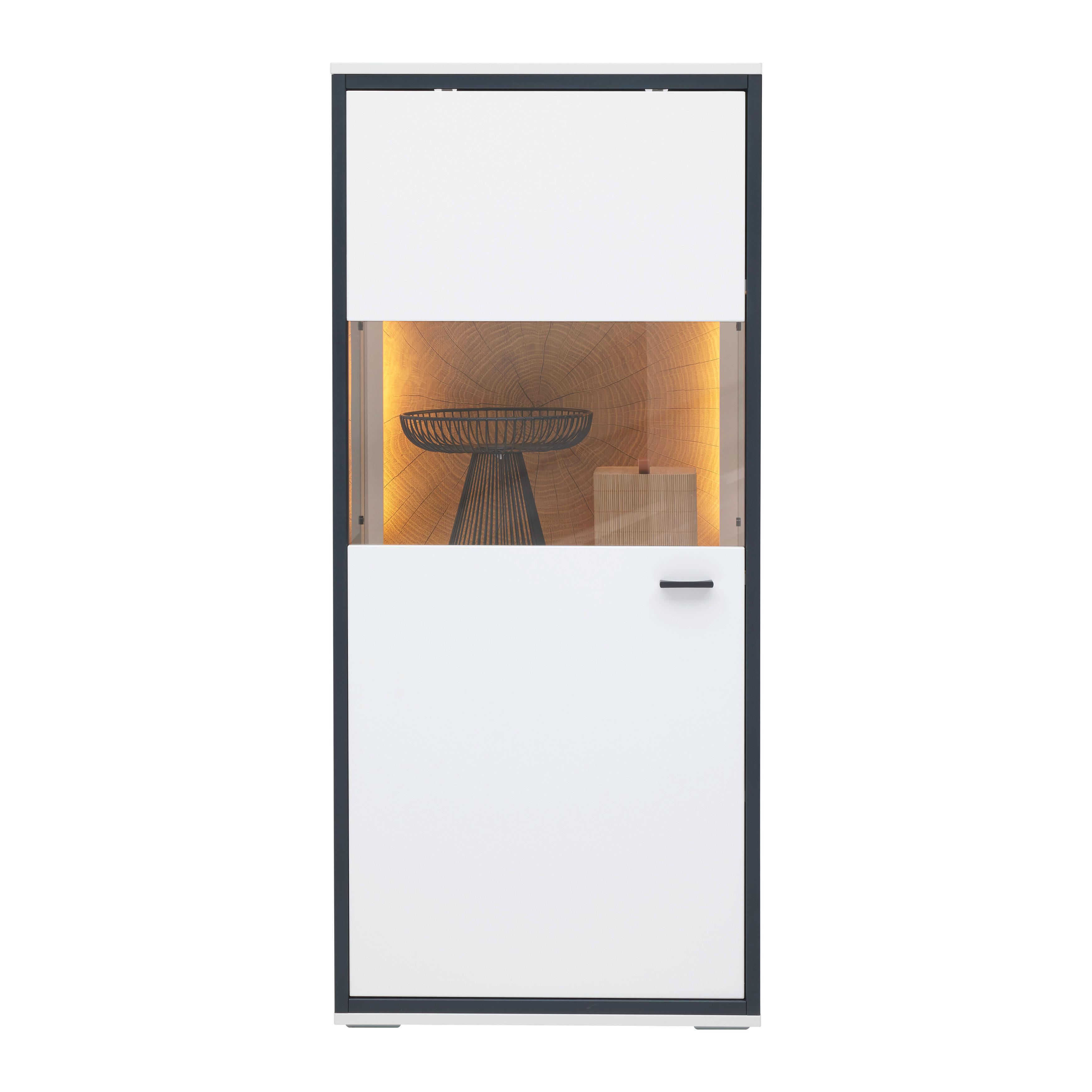 Highboard Florenz Schwarz/Weiß/Eiche Artisan - Schwarz/Weiß, MODERN, Glas/Holzwerkstoff (60,2/137,6/38cm) - Premium Living