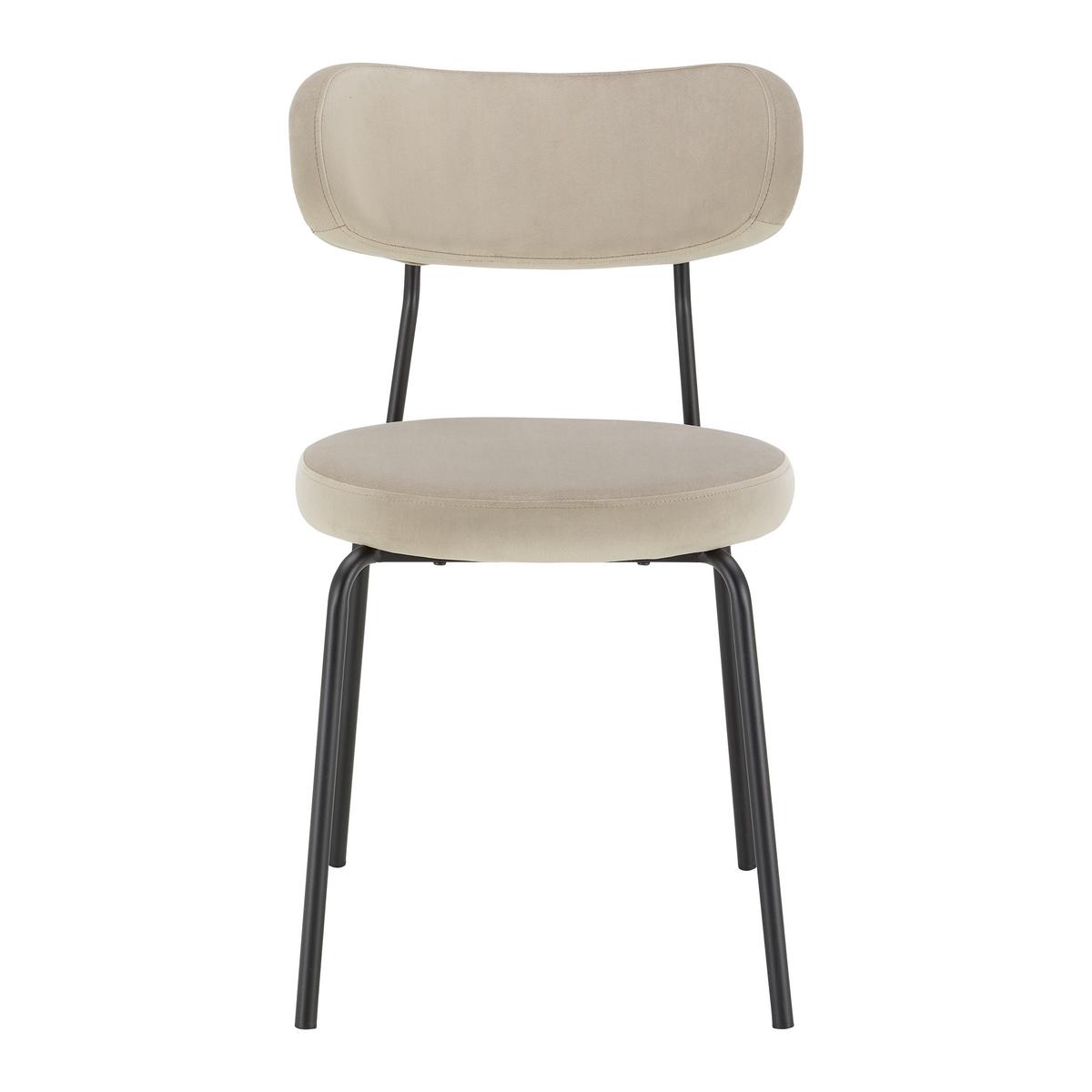 Stol Lea, Bež, Žamet - črna/bež, Moderno, kovina/tekstil (51/82/63cm) - Bessagi Home