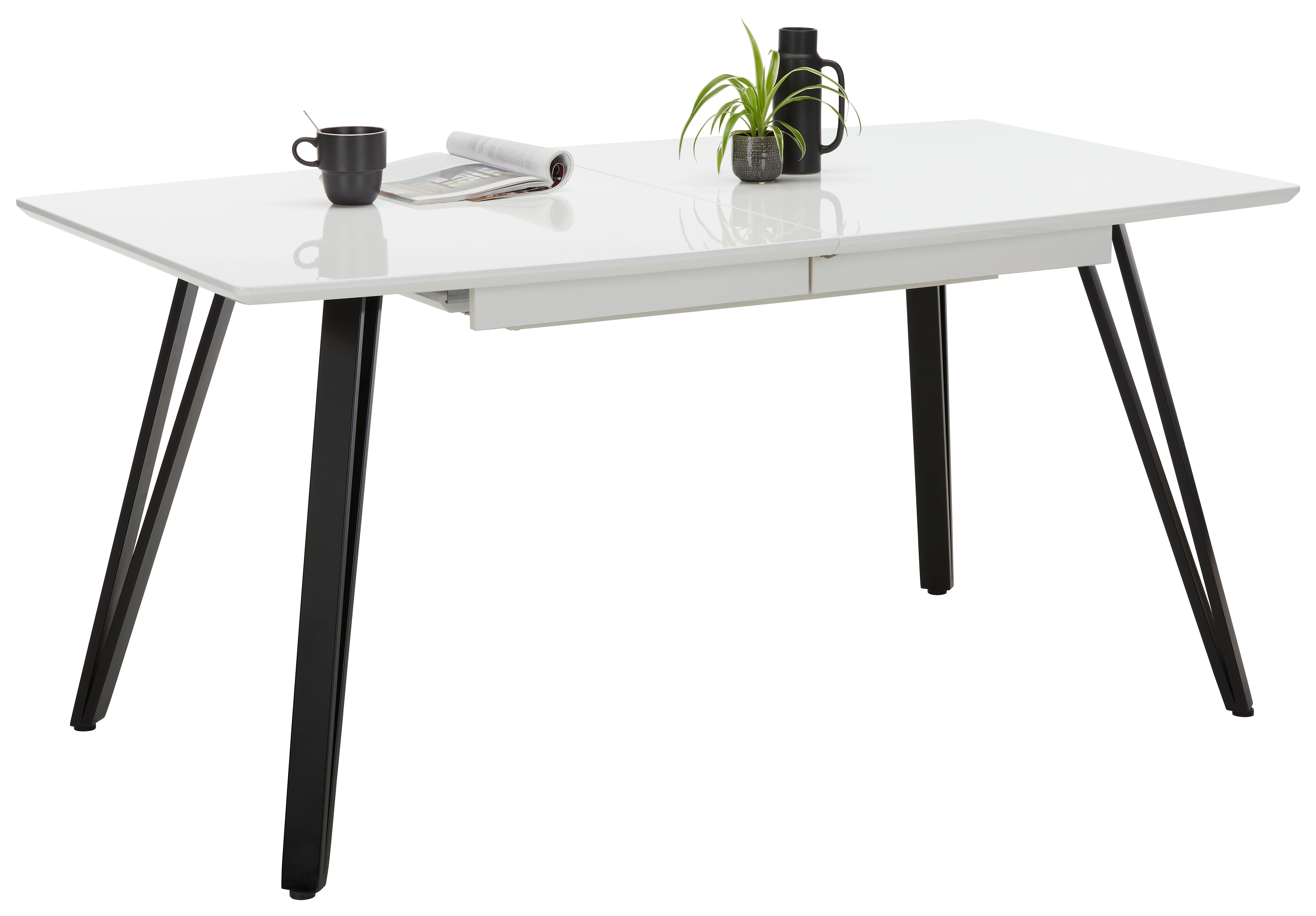 Masa extensibila ISABELLE - alb/negru, Modern, metal/material pe bază de lemn (160-240/90/76cm) - Mömax