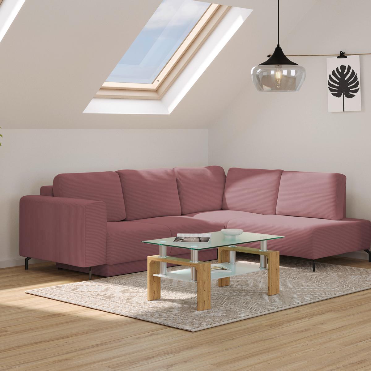 Colțar VENI - roz antic, Modern, textil (272/210cm) - Modern Living