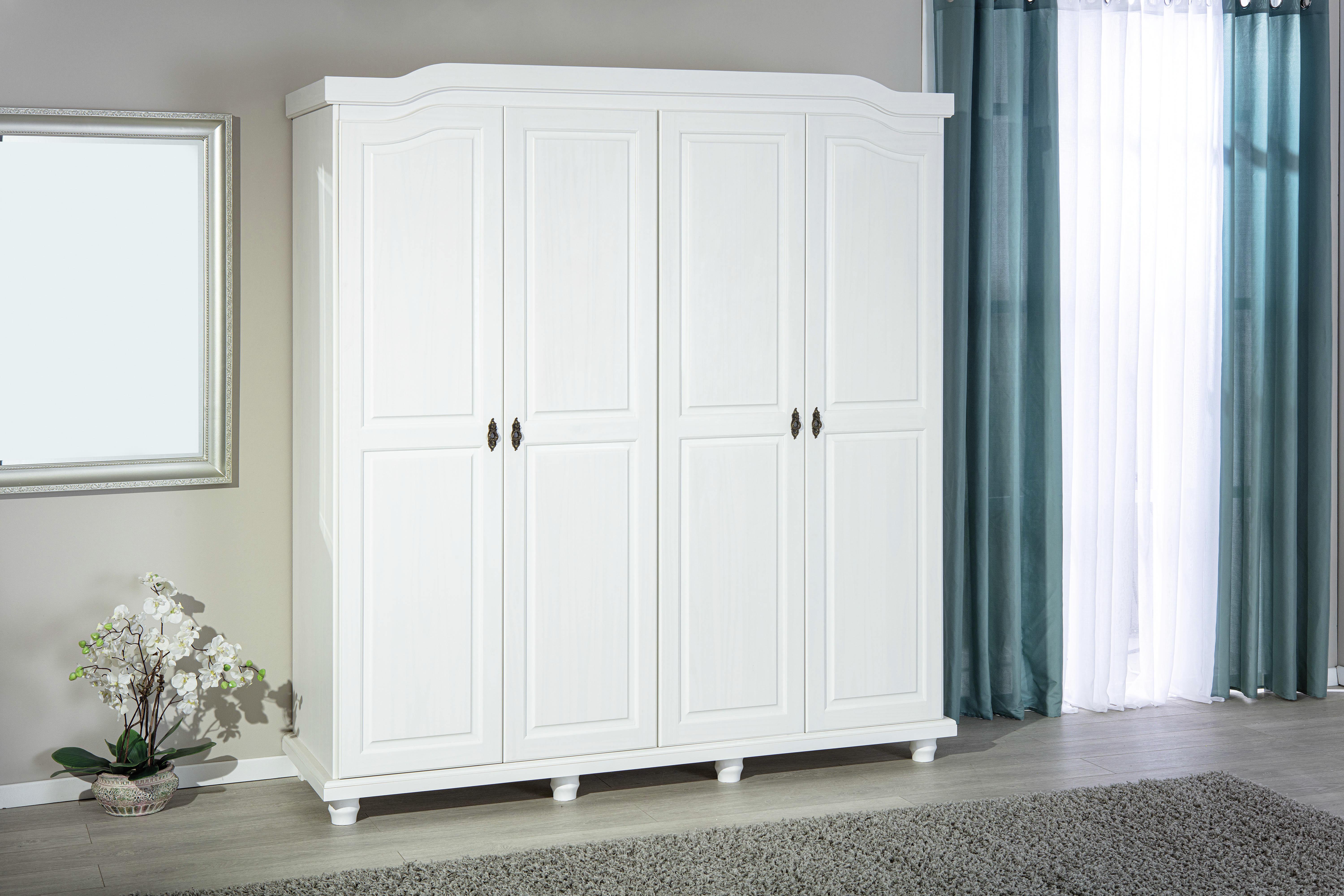 Drehtürenschrank Isny ca. 182x198x60 cm Weiß - Schwarz/Weiß, KONVENTIONELL, Holz/Metall (182/198/60cm) - MID.YOU