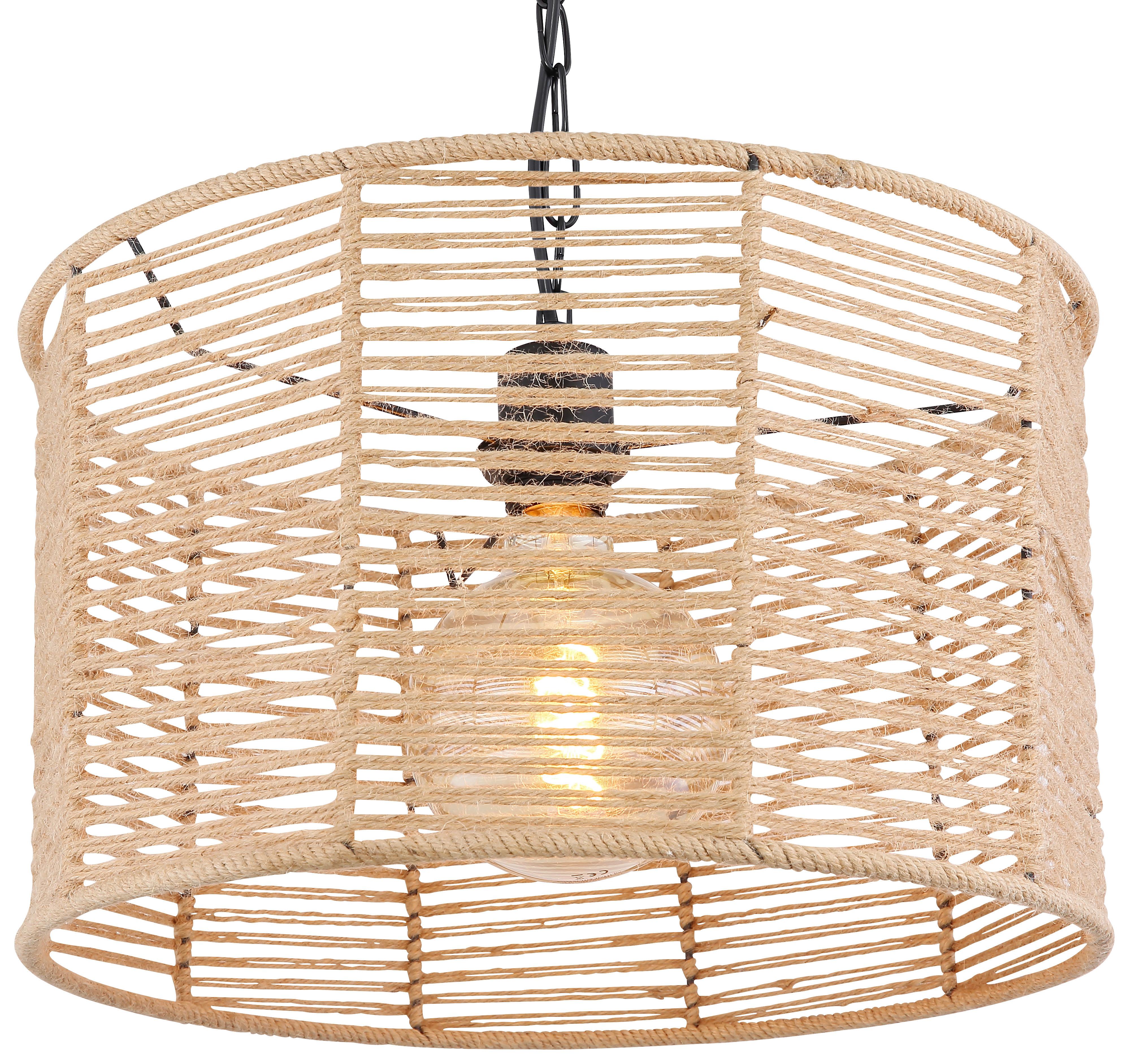 Viseča Svetilka 15672h1 Halia - črna/rjava, Natur, kovina/naravni materiali (40/120cm) - Globo