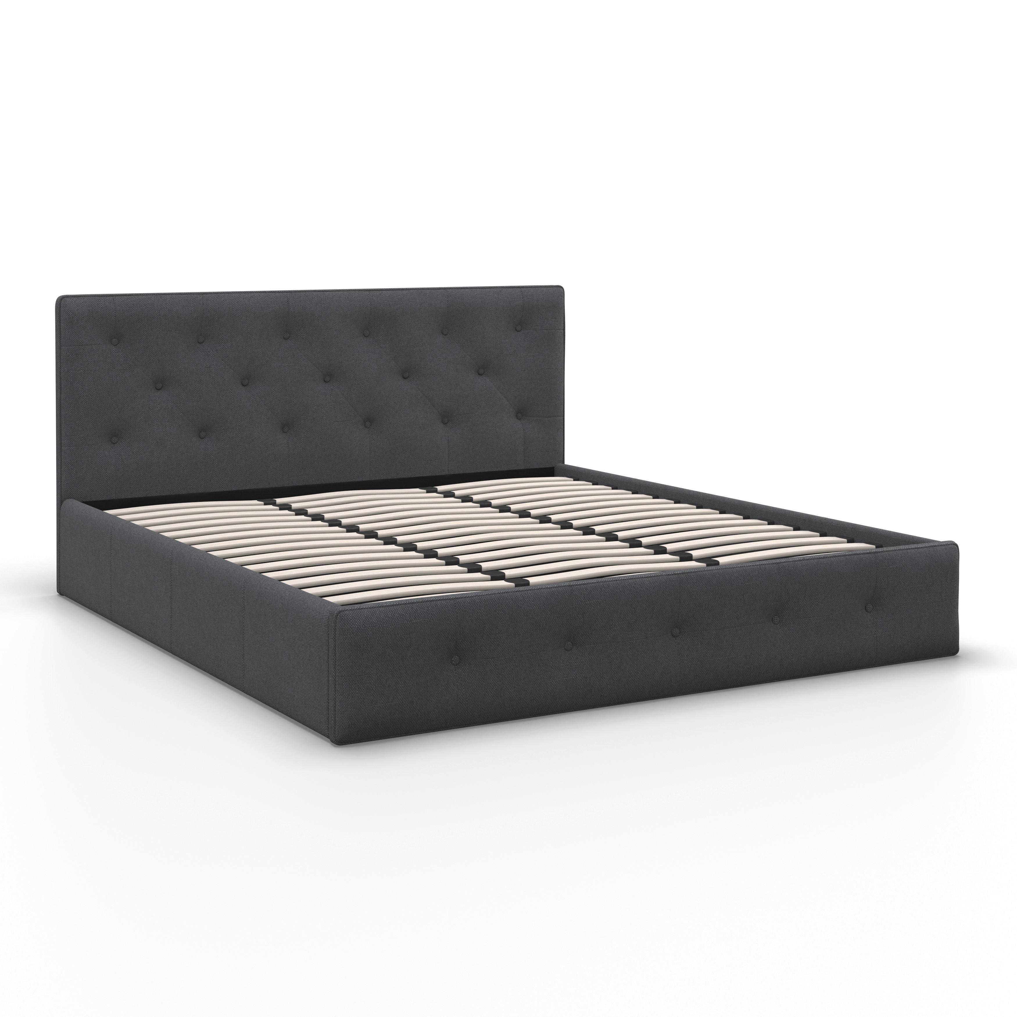 STOPPAD SÄNG JULIE - mörkgrå/svart, Modern, metall/trämaterial (180/200cm) - Bessagi Home