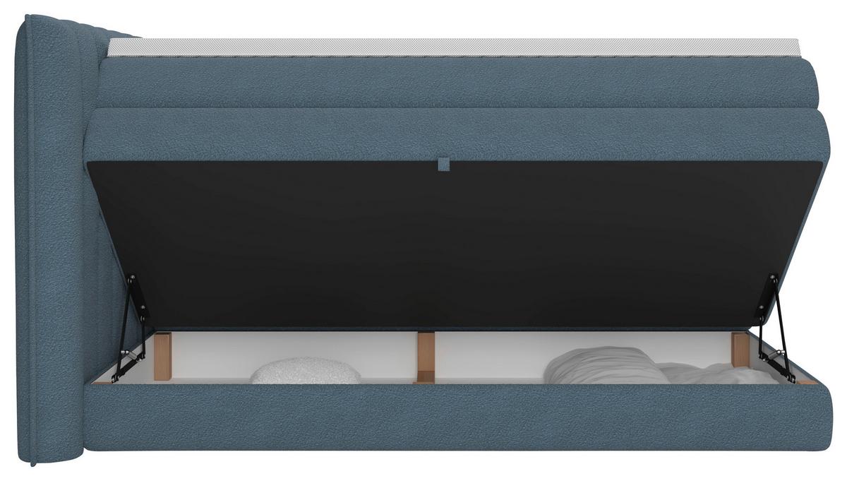 Boxspringbett Lina Blau ca. 180x200cm - Blau, KONVENTIONELL, Holz/Holzwerkstoff (180/200cm) - Premium Living