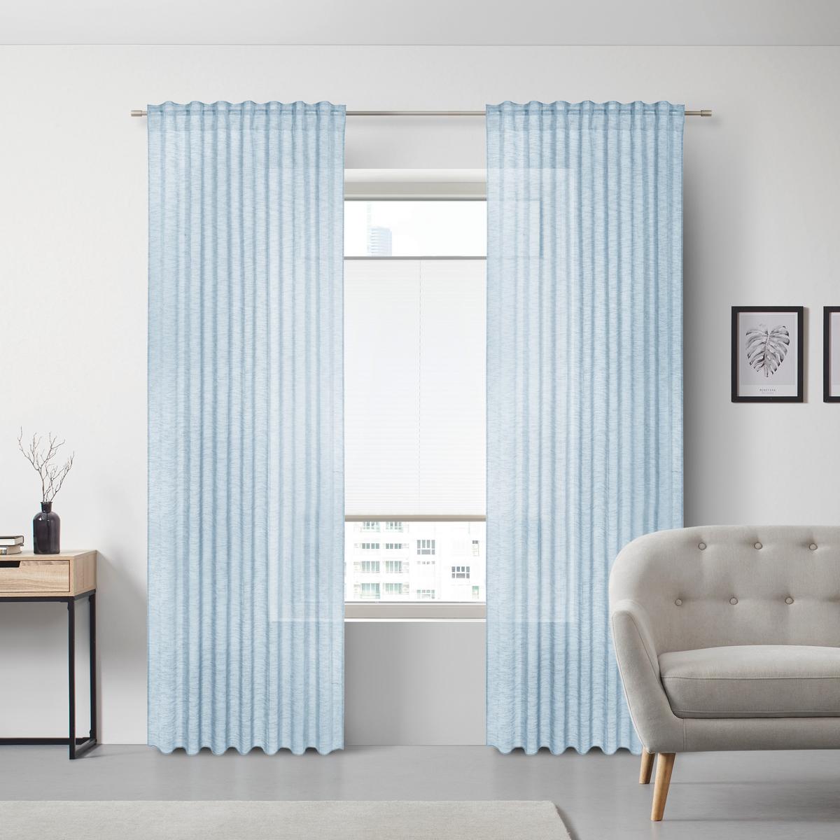 Fertigvorhang Sigrid in Jade ca.140x245cm - Blau, ROMANTIK / LANDHAUS, Textil (140/245cm) - Premium Living