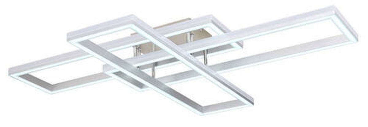 LED-Deckenleuchte Salmos Opal/Silberfarben max. 50 Watt - Silberfarben/Opal, Design, Kunststoff/Metall (100/69,5/13,5cm) - Globo