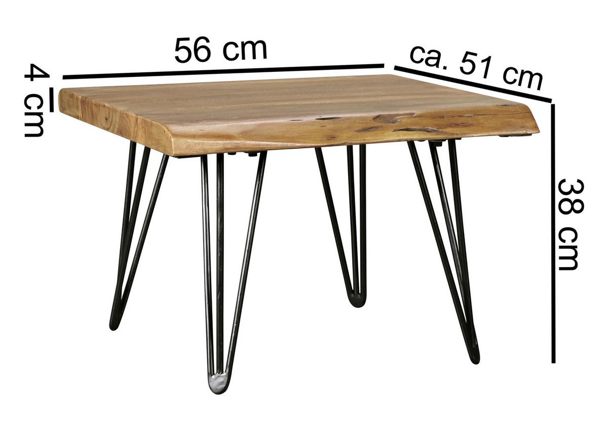 Klubska Miza Mahilo - črna/barve indijskega rožnega lesa, Design, kovina/les (56/51/38cm) - MID.YOU