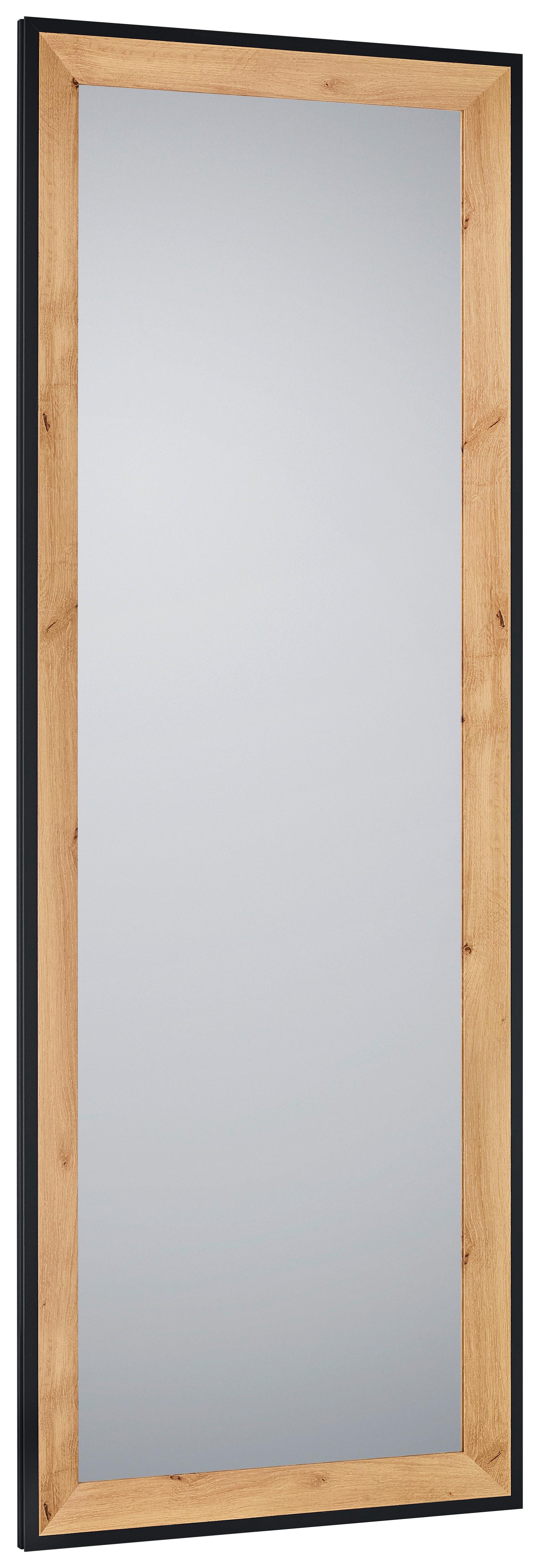 LUSTRO ŚCIENNE BIANKA - kolor dębowy/czarny, Modern, materiał drewnopochodny/szkło (50/150/2,7cm)