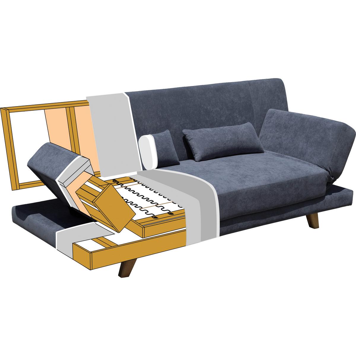 Schlafsofa Funky Hellgrau Webstoff - Hellgrau/Naturfarben, MODERN, Holz/Textil (183/73/79cm) - Bessagi Home