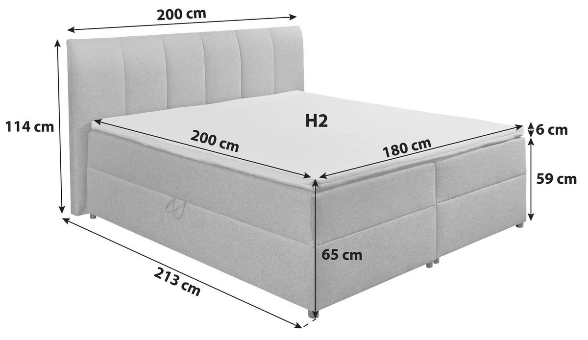 Boxspringbett Granada ca. 180x200 cm Schlammfarben - Schlammfarben/Schwarz, Basics, Kunststoff/Textil (180/200cm) - MID.YOU
