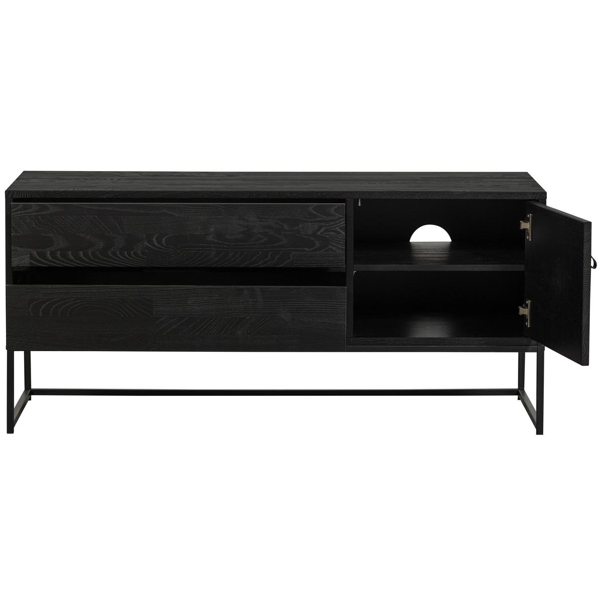 Lowboard Silas Schwarz - Schwarz, Design, Leder/Holz (120/55/44cm) - Livetastic
