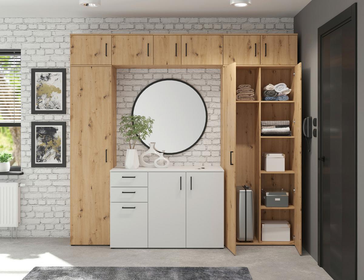 Aufsatzschrank Multistauraum Eiche Artisan - Schwarz/Eiche Artisan, MODERN, Holzwerkstoff/Kunststoff (45/35/40cm) - Based