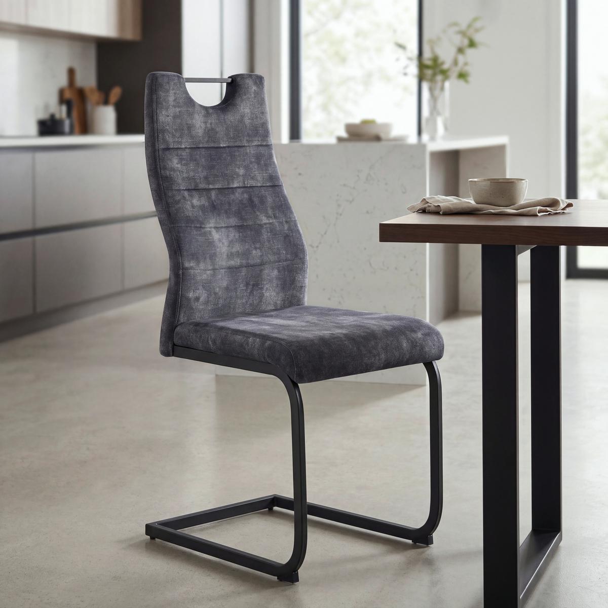Nihajni Stol Melbourne, Siva - siva/črna, Moderno, kovina/tekstil (44/101/58cm)