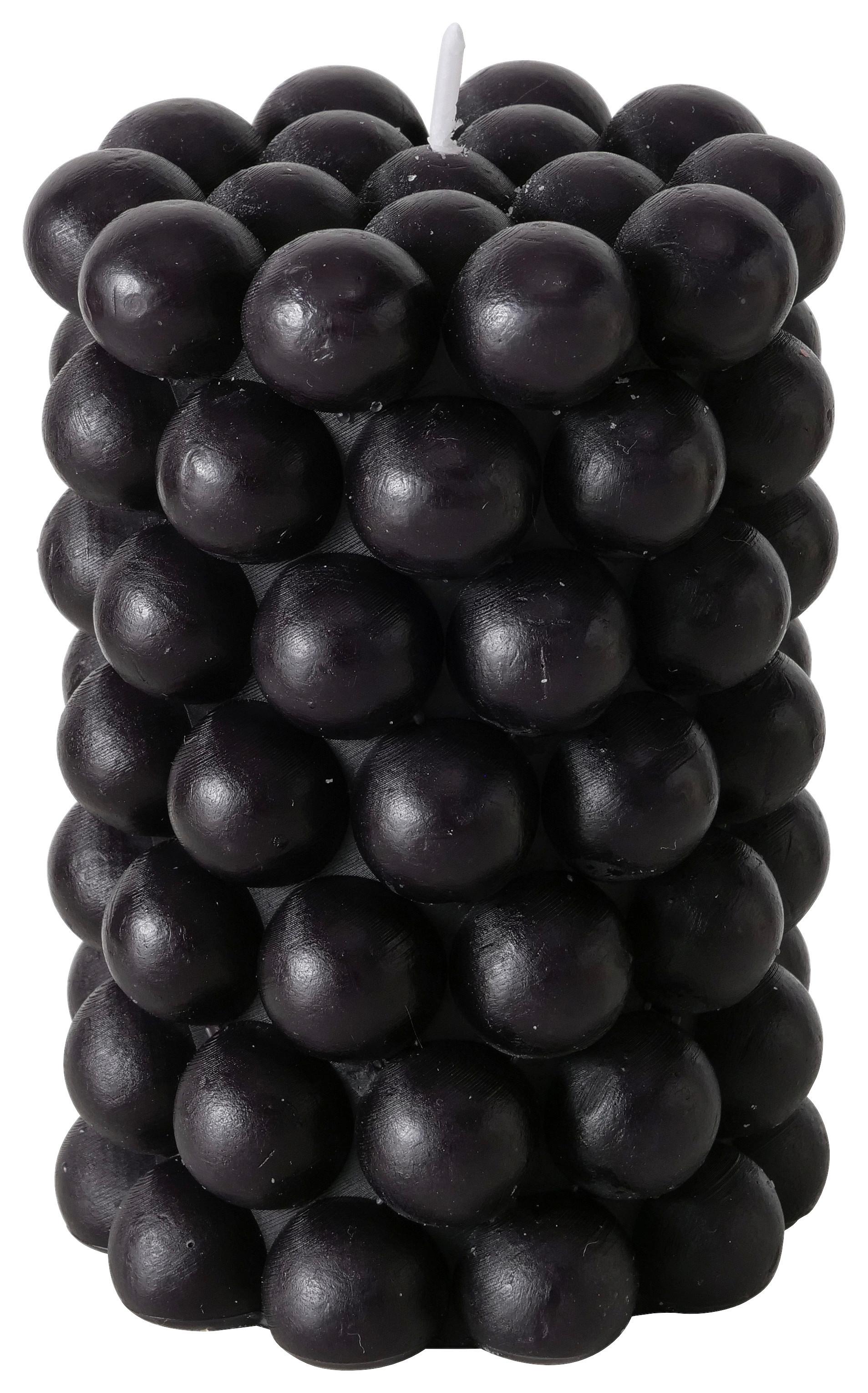 Stumpenkerze Pearls II in Schwarz - Schwarz, MODERN (7/10cm) - Modern Living