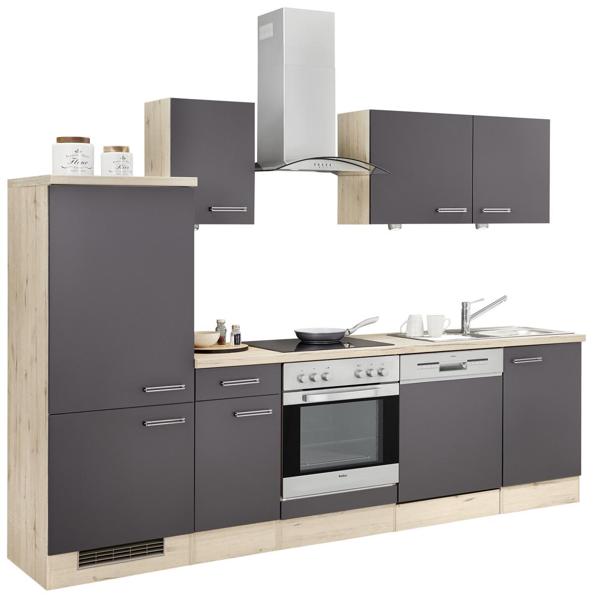 Kuhinjski Blok Brez Aparatov Milano, Antracit, Hrast - barve hrasta/antracit, Moderno, leseni material (270cm)