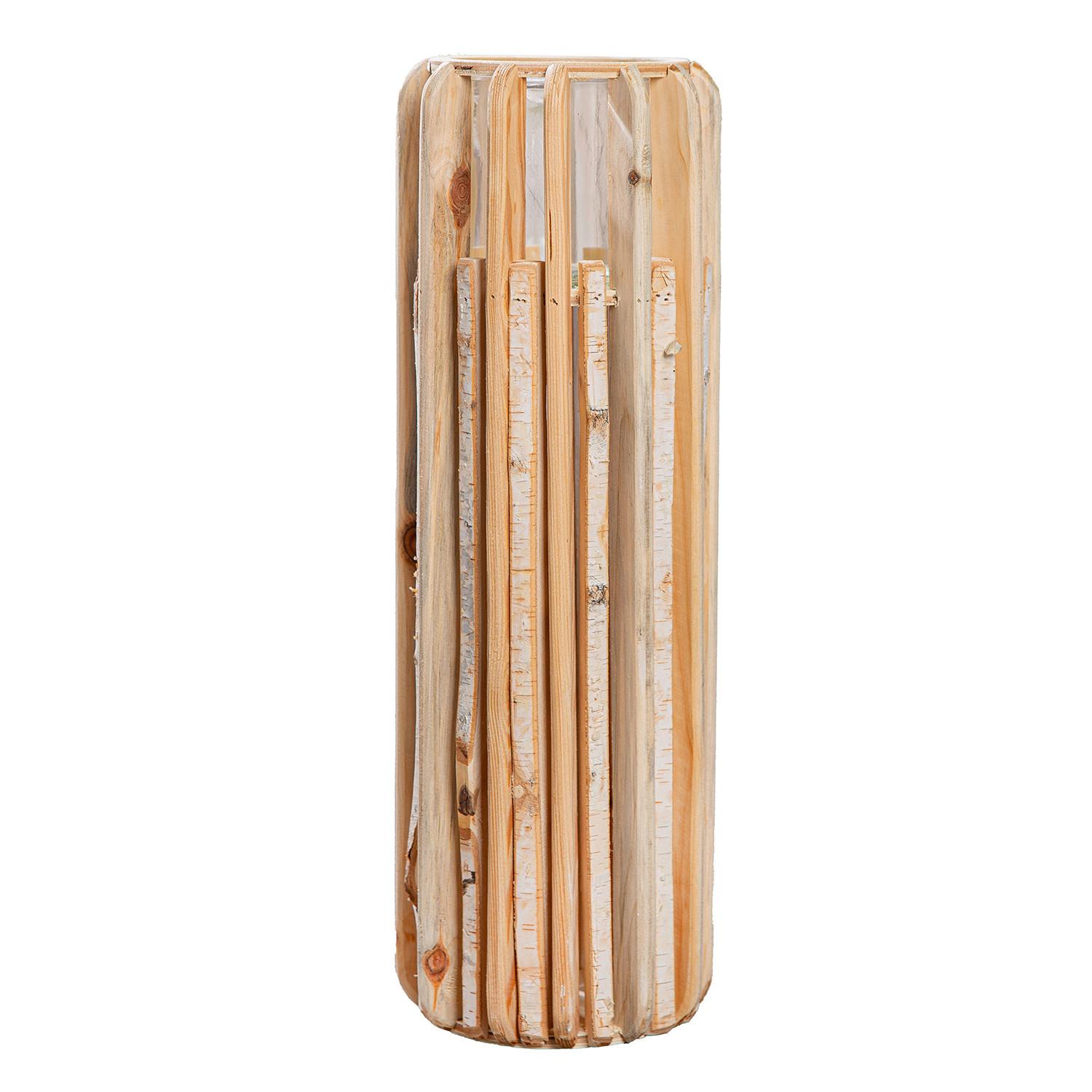 Windlicht Puomi Hellbraun - Hellbraun, Basics, Glas/Holz (18/55cm)