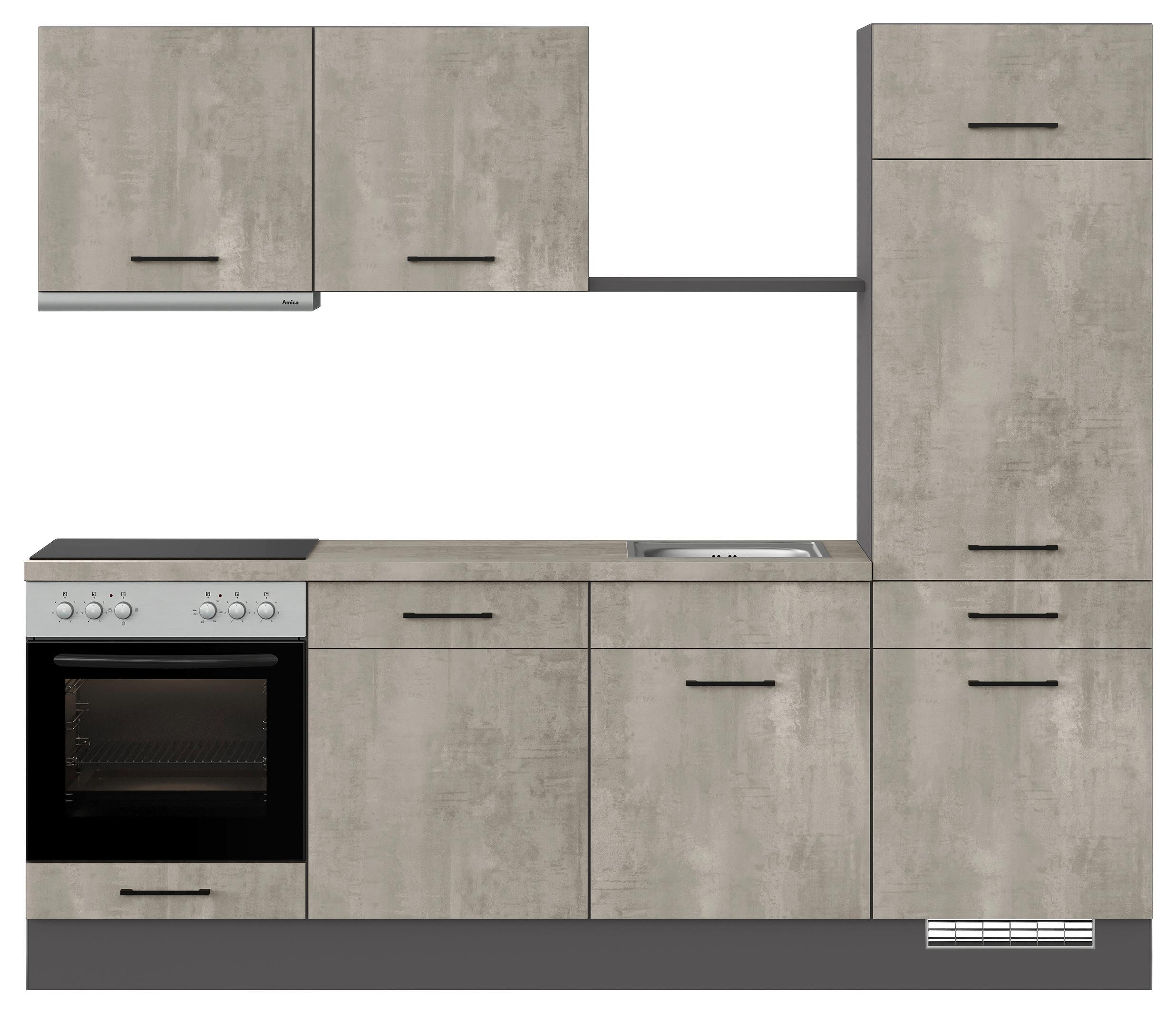 Küchenblock inkl. 5 E-Geräte IP1200 grau - Graphitfarben/Schwarz, Trend, Holzwerkstoff/Metall (240cm) - Impuls