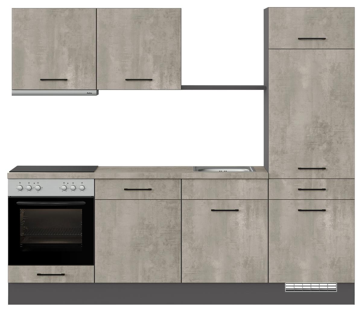 Küchenblock inkl. 5 E-Geräte IP1200 grau - Graphitfarben/Schwarz, Trend, Holzwerkstoff/Metall (240cm) - Impuls