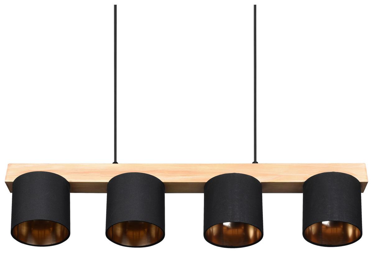 LAMPA WISZĄCA R30654002 CAMERON - czarny/kolor złoty, Design, drewno/tkanina (75/150/12cm) - P & B