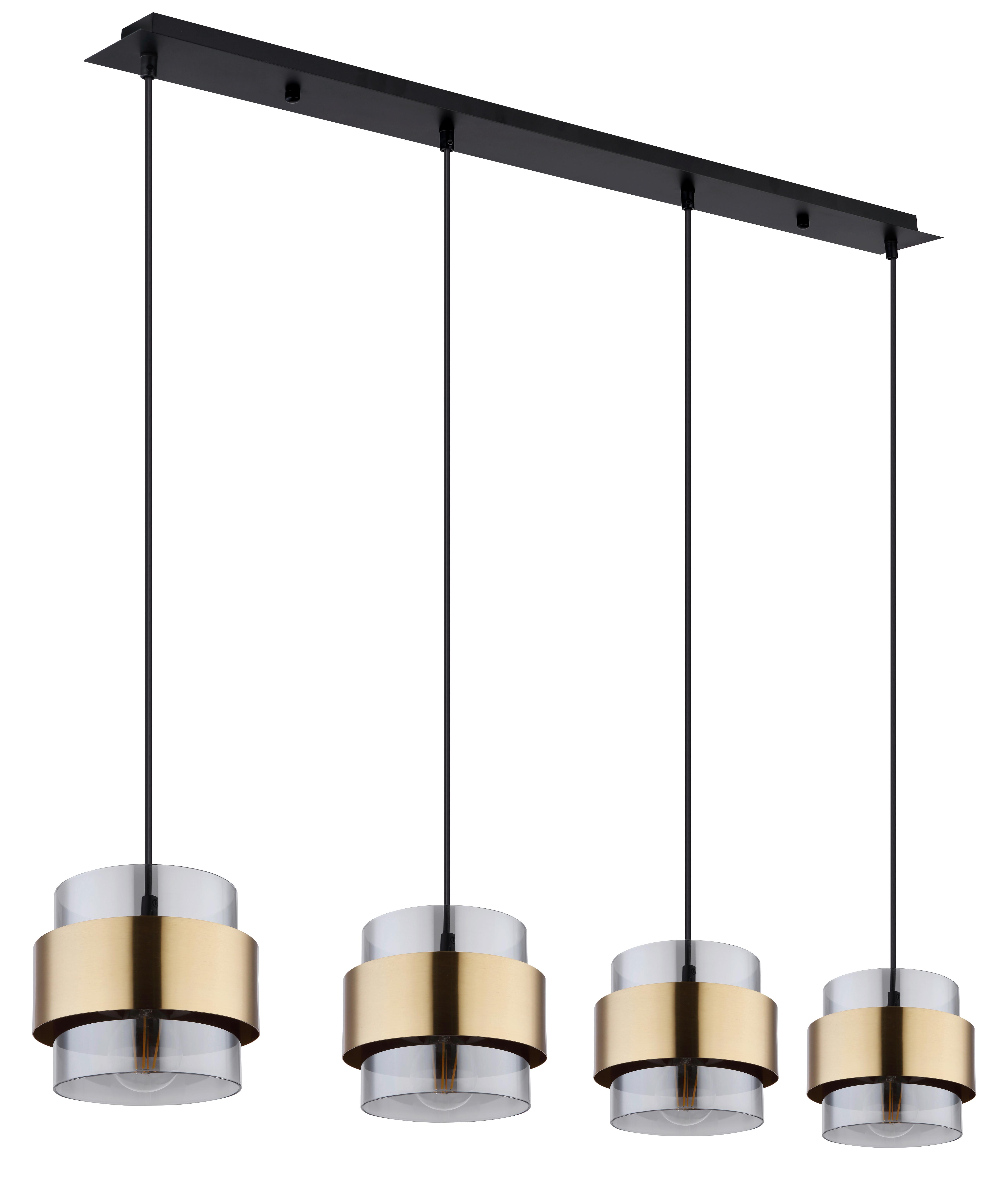 Viseča Svetilka 15560-4h Milley - črna/prozorno, Design, kovina/steklo (111/18/120cm)