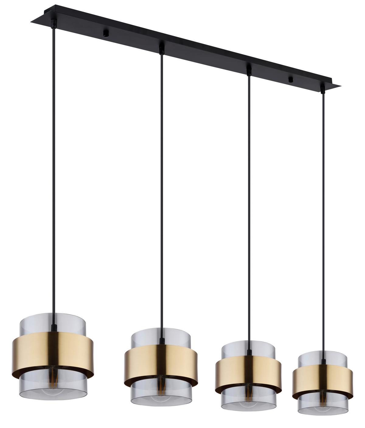 Viseča Svetilka 15560-4h Milley - črna/prozorno, Design, kovina/steklo (111/18/120cm)