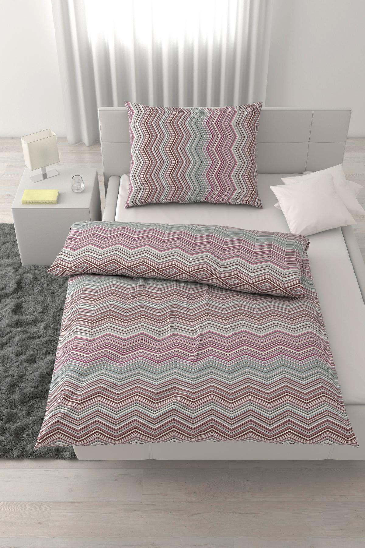 Lenjerie de pat Zickzack,cca. 140x200/50x70 cm - mov, Konventionell, textil (140/200cm) - Mömax