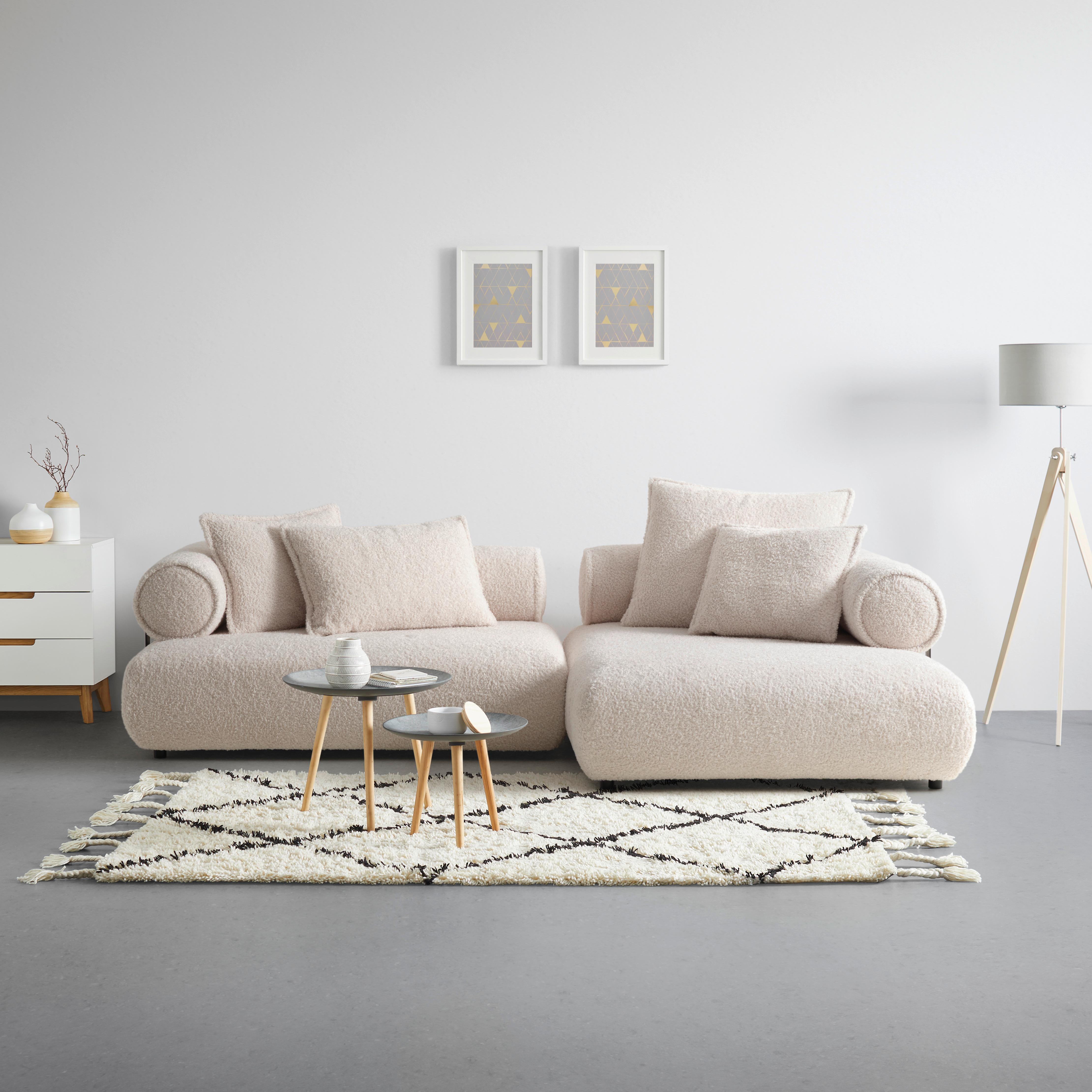 Wohnlandschaft Casimir in Weiss - Creme/Schwarz, LIFESTYLE, Kunststoff/Textil (310/180cm) - Premium Living