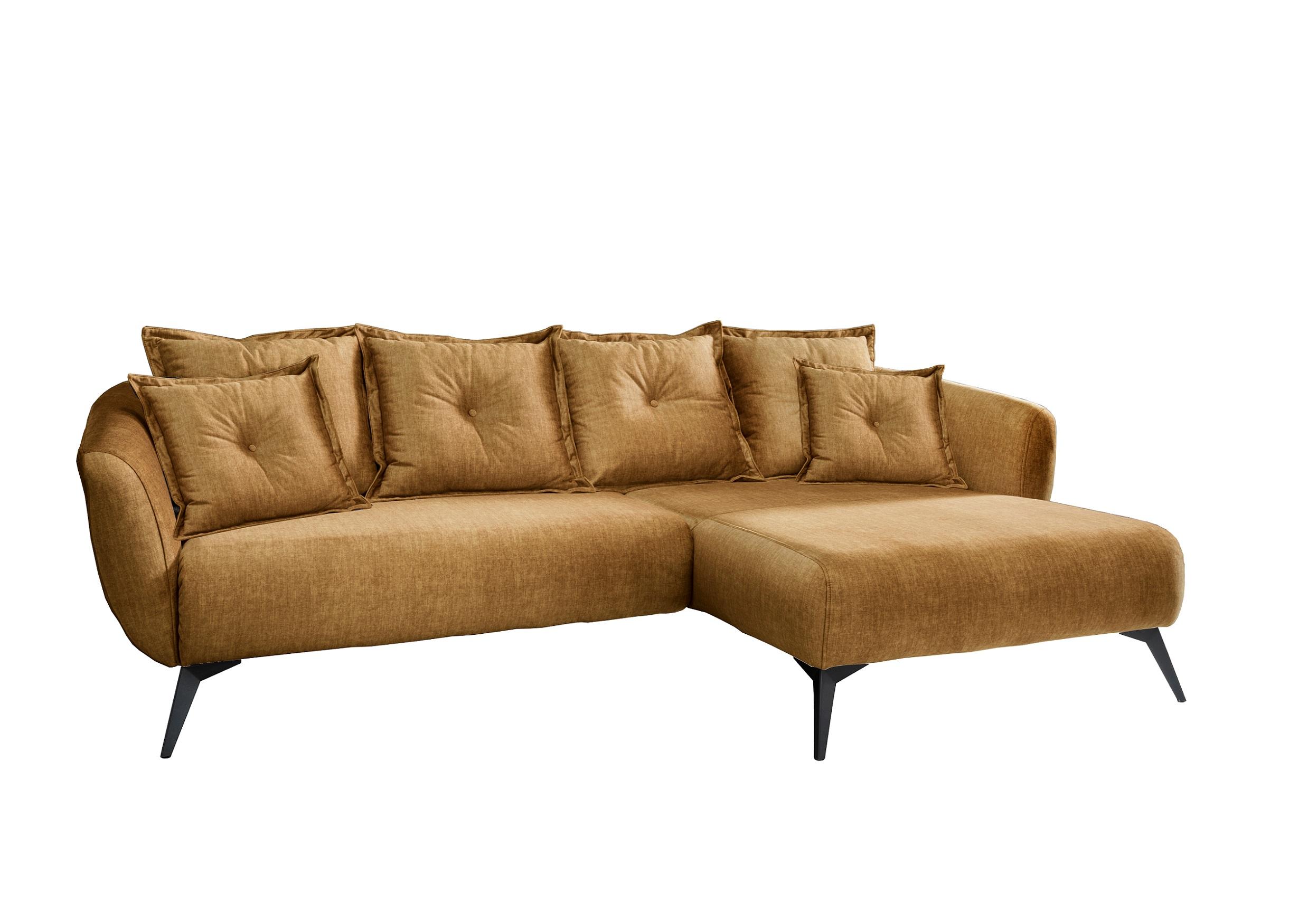 Wohnlandschaft Baggio Gelb Velours - Gelb/Schwarz, MODERN, Holz/Textil (277/162cm) - Livetastic