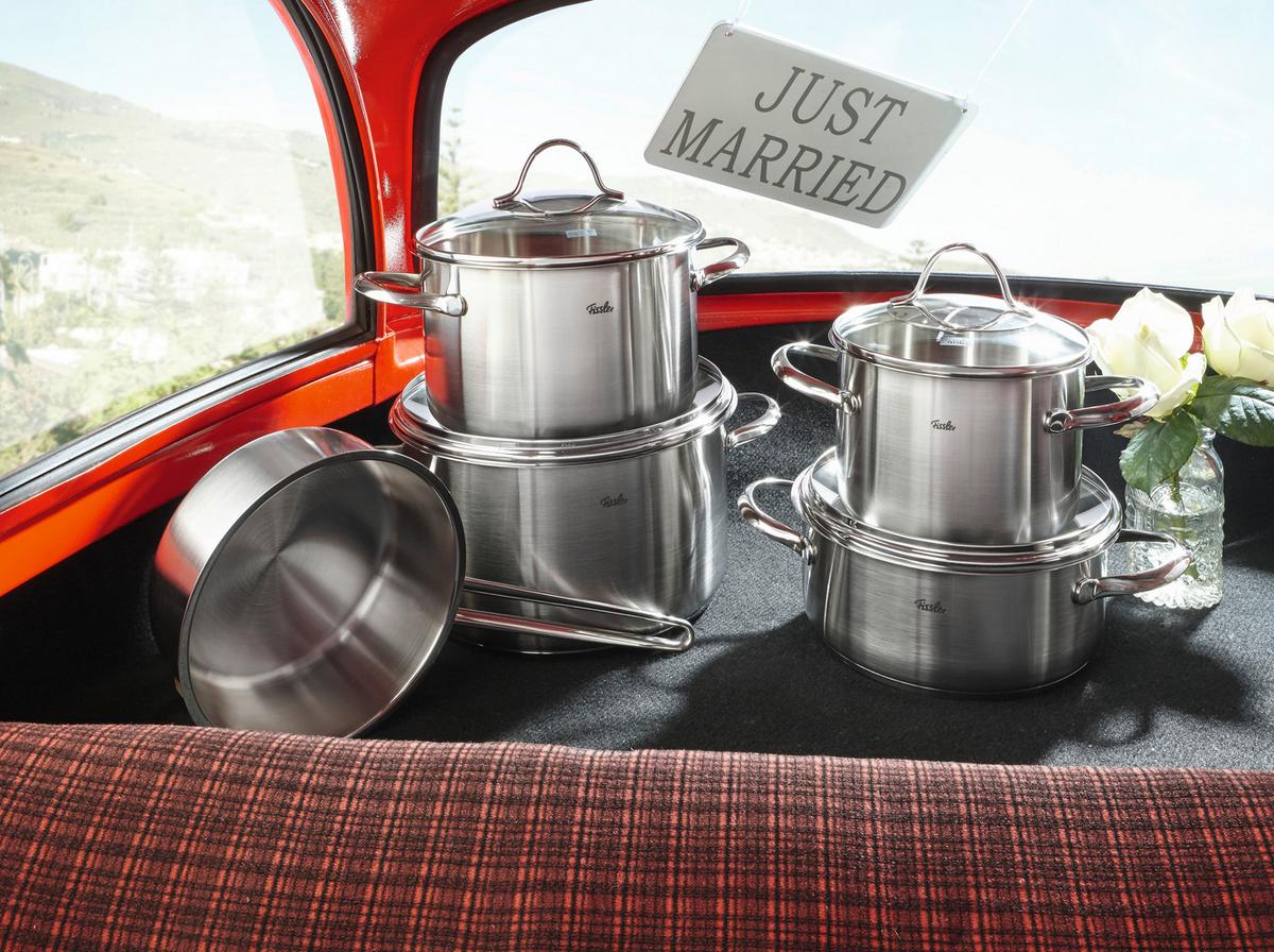 ZESTAW GARNKÓW 00211405000 FISSLER - kolor srebrny/przejrzysty, Basics, metal/szkło - Fissler