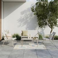 Gartenset Bianco Beige/Teakfarben 4-teilig - Beige/Teakfarben, Basics, Glas/Kunststoff (71/118/77cm) - Mömax