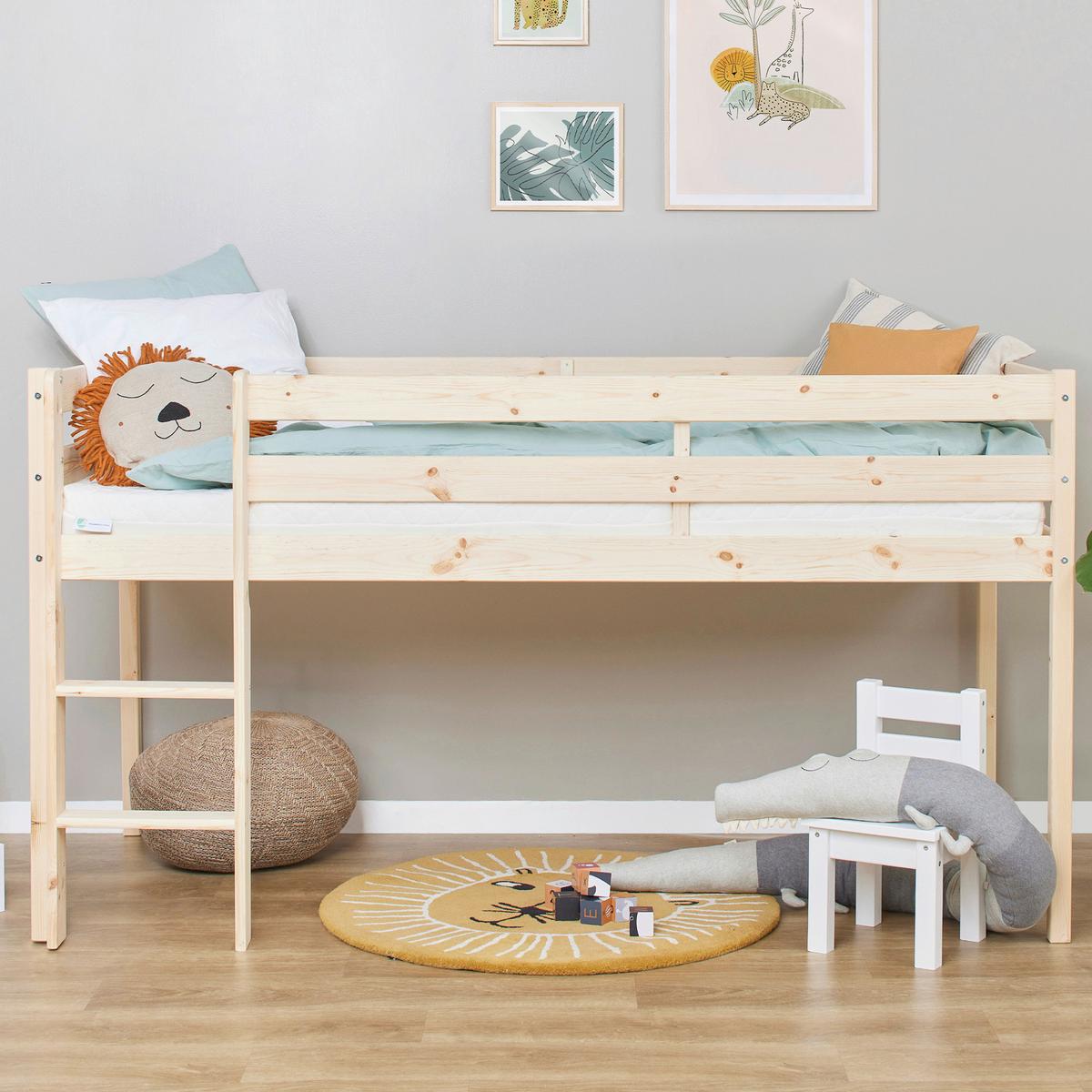 Hochbett ECO COMFORT Kieferfarben ca. 90x200 cm - Naturfarben/Kieferfarben, MODERN, Holz (90/200cm) - MID.YOU