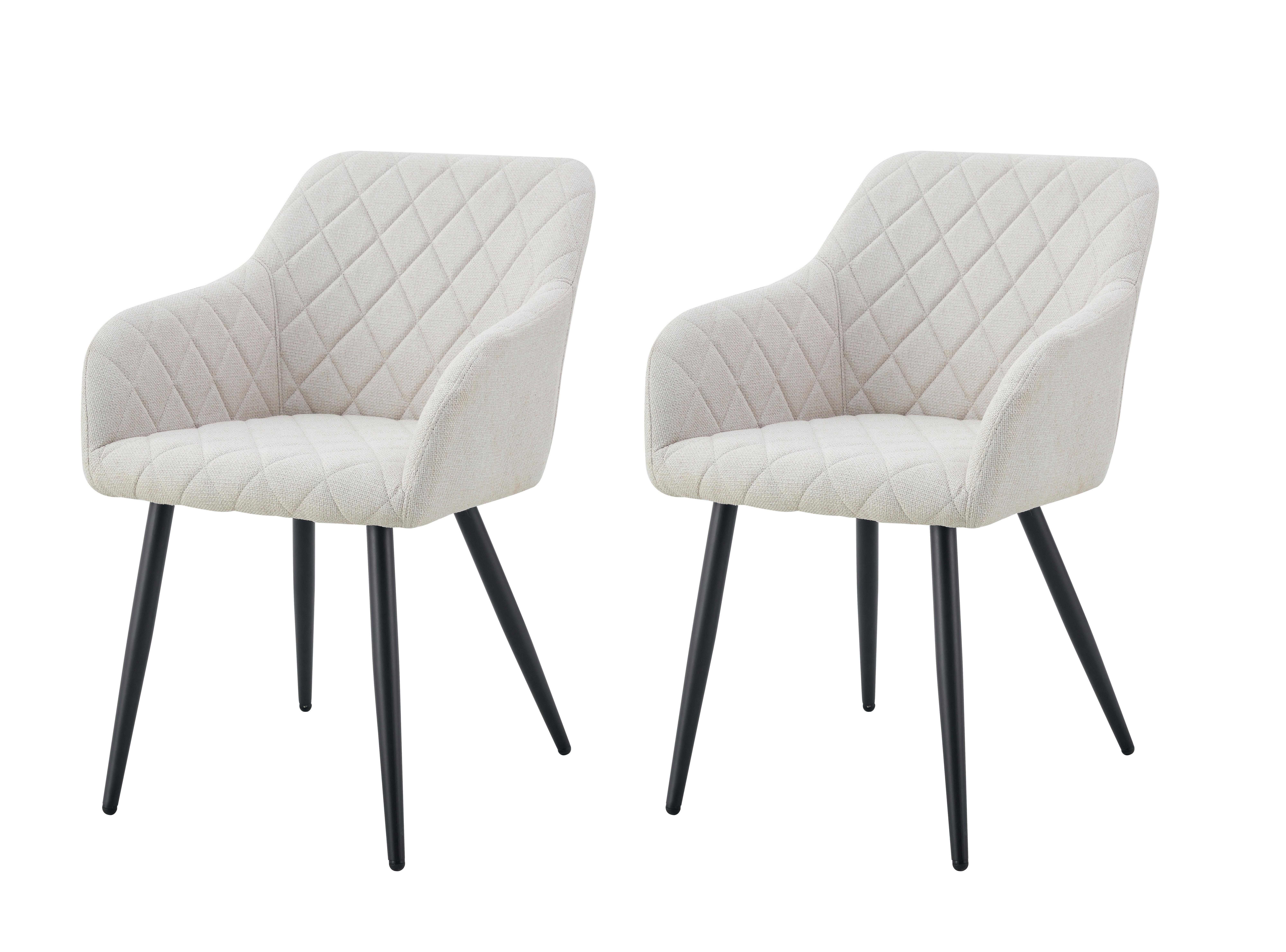 Set Stolov Lea, Krem Barva, 2 Kos - črna/krem barve, Moderno, kovina/tekstil (56/83/60cm) - MID.YOU