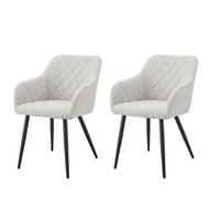 Set Stolov Lea, Krem Barva, 2 Kos - črna/krem barve, Moderno, kovina/tekstil (56/83/60cm) - MID.YOU