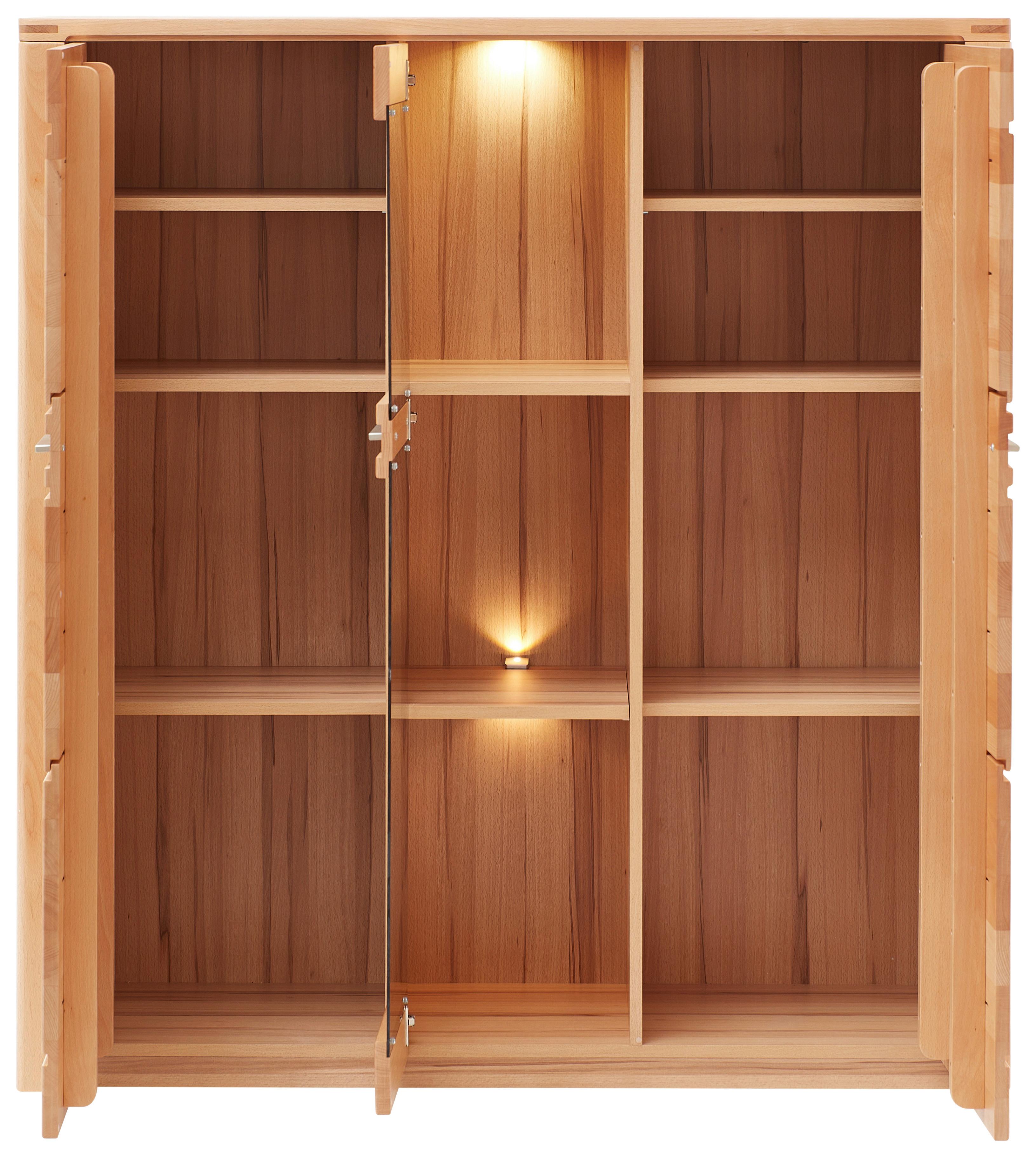 Highboard Arvid Kernbuche - Chromfarben/Kernbuche, KONVENTIONELL, Holz/Holzwerkstoff (127/137/40cm) - Mömax