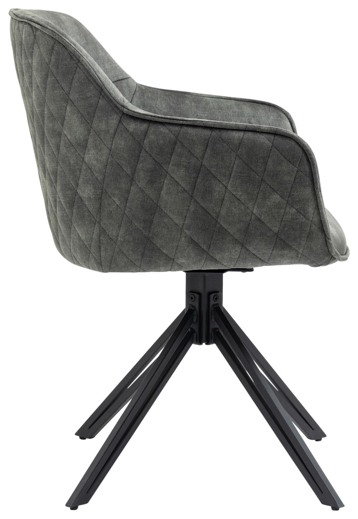 KRZESŁO Z PODŁOKIETNIKAMI SEBA - czarny/ciemnozielony, Modern, metal/tkanina (58/83/60cm) - Livetastic