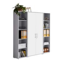 Aktenschrank Office Edition Sw Set 3 hoch Grau/Weiß - Weiß/Grau, MODERN, Holzwerkstoff (173/186/33cm) - MID.YOU