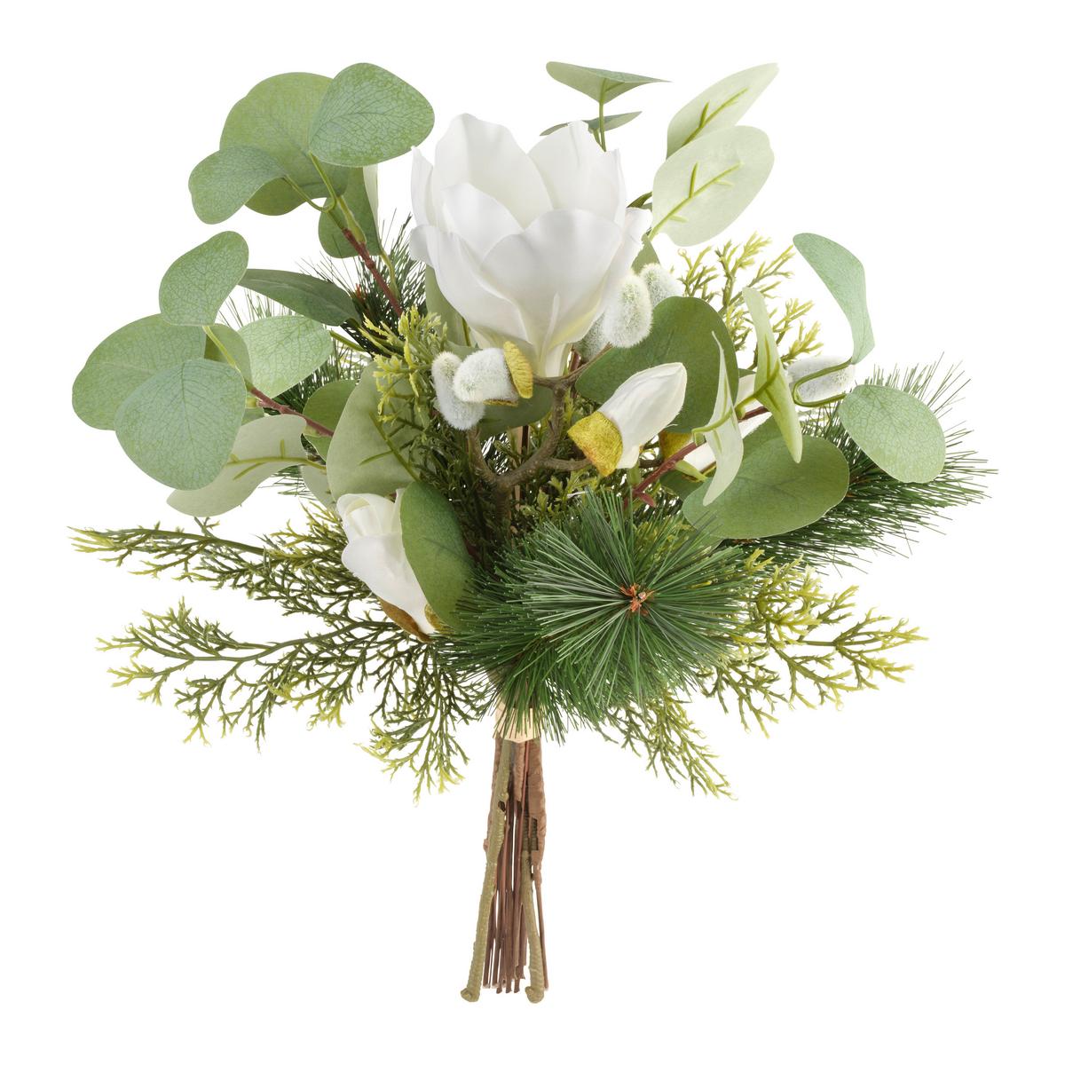 Kunstpflanze Magnolienmix I Weiß/Grün - Weiß/Braun, Basics, Kunststoff (40cm) - Mömax