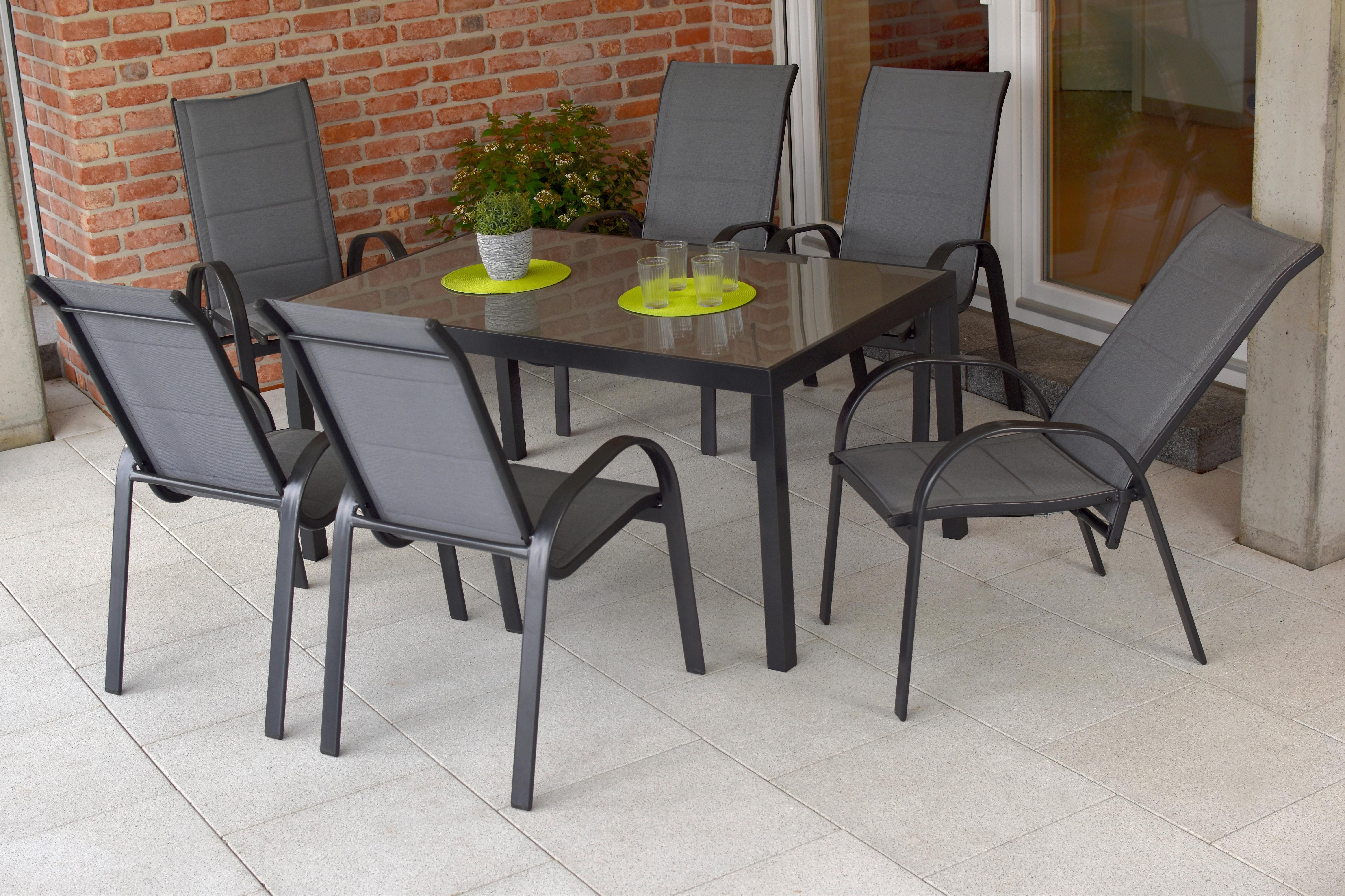 Stapelsessel-Set Amalfi 2er- Set ca. 59x107 cm Anthrazit - Anthrazit/Graphitfarben, MODERN, Kunststoff/Metall (59/107/71cm) - Gardenson