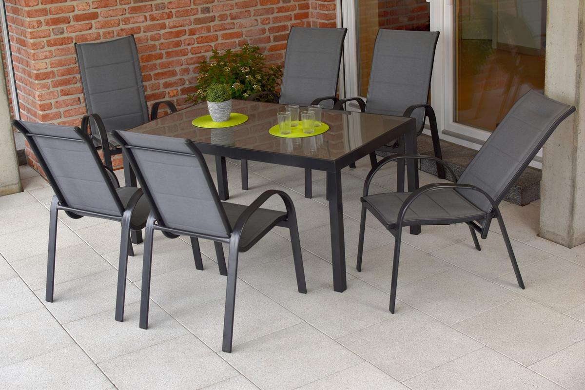 Stapelsessel-Set Amalfi 2er- Set ca. 59x107 cm Anthrazit - Anthrazit/Graphitfarben, MODERN, Kunststoff/Metall (59/107/71cm) - Gardenson