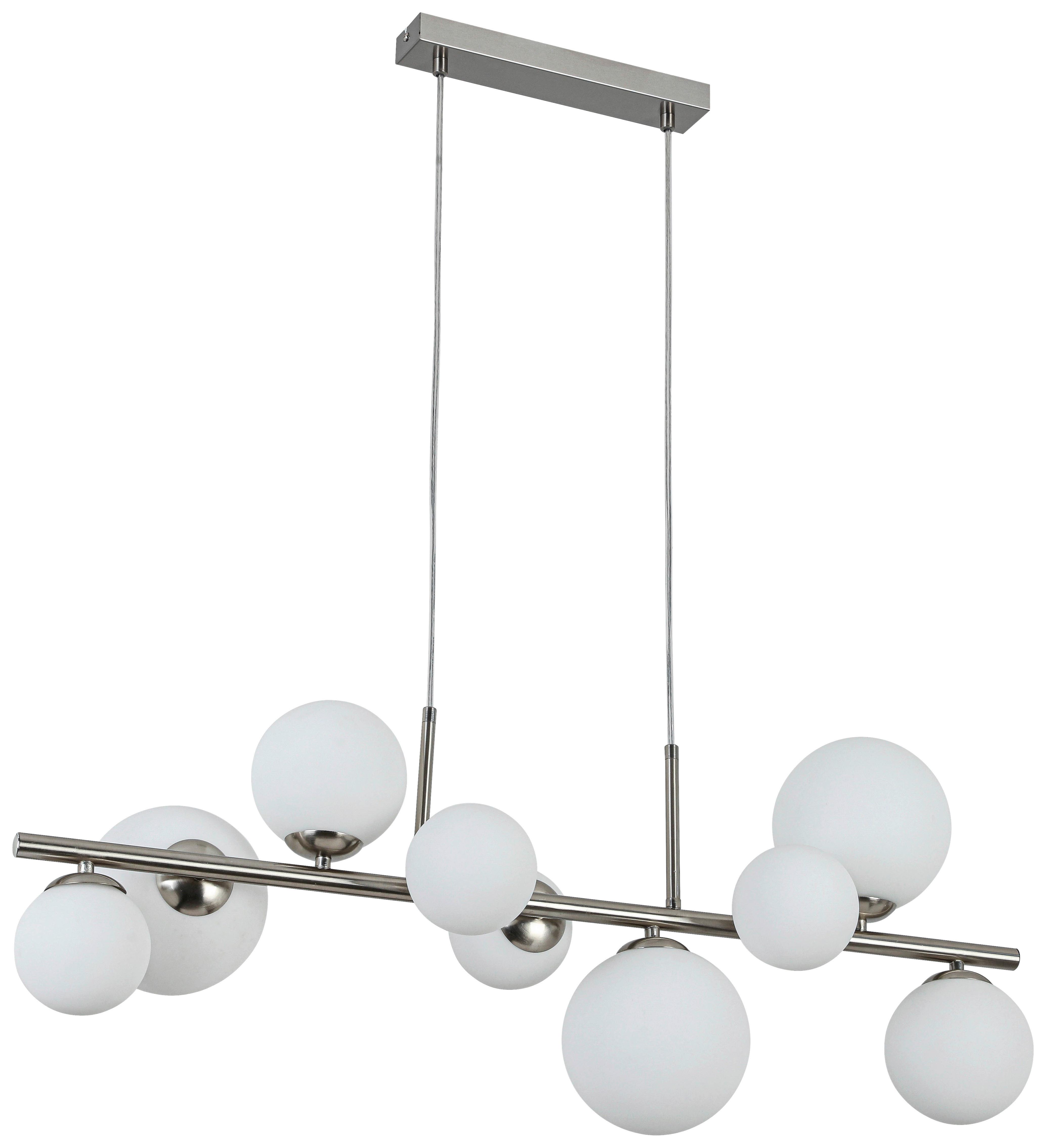 Függőlámpa Bulbi 9 Égős - nikkelszínű/fehér, Modern, műanyag/Üveg (90/30/120cm) - Mömax