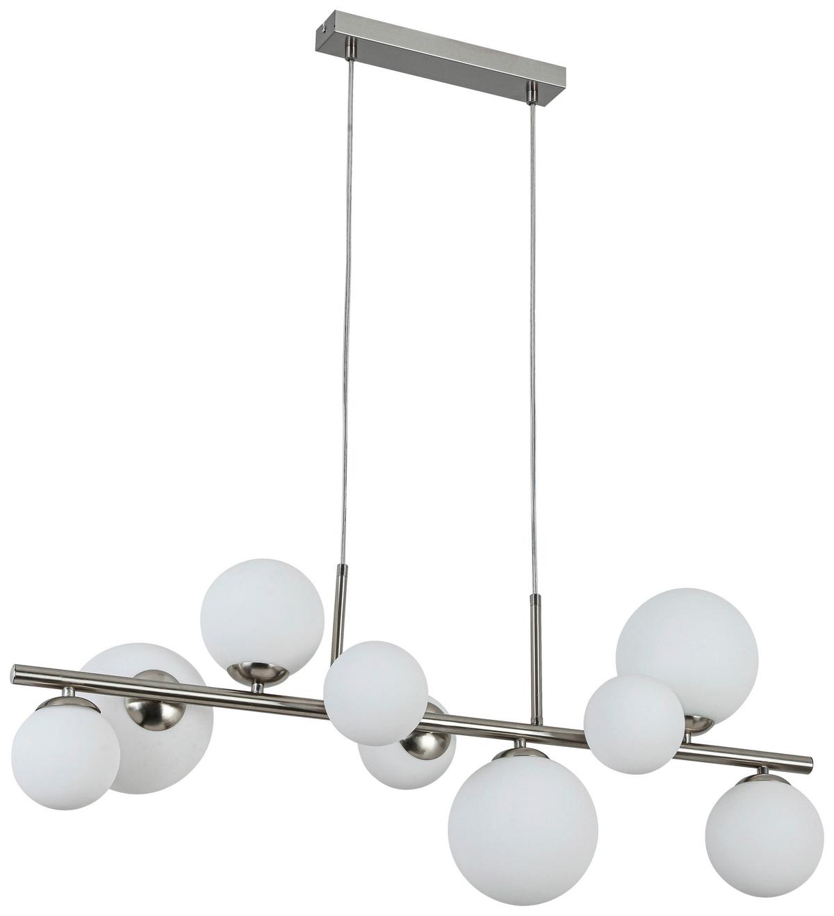 HÄNGELEUCHTE BULBI - Weiss/Nickelfarben, Modern, Glas/Kunststoff (90/30/120cm) - Mömax