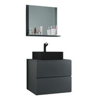 Kopalnica Lendas M, Antracit - črna/antracit, Moderno, steklo/leseni material (61cm) - MID.YOU
